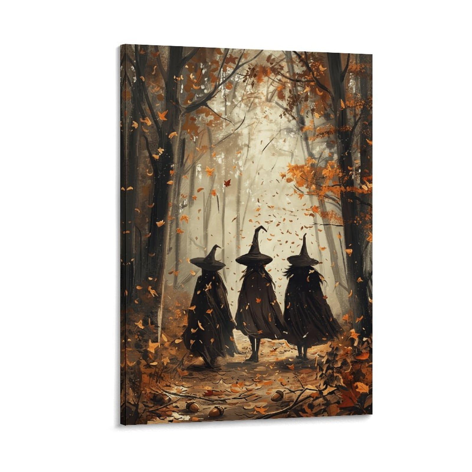 XPASHIQWC Three Witches Wall Decor Poster Autumn Forest Canvas Prints Picture Modern Canvas Wall Art Picture Wall Hanging for Bathroom Wall Decor 20x30inch(50x75cm)