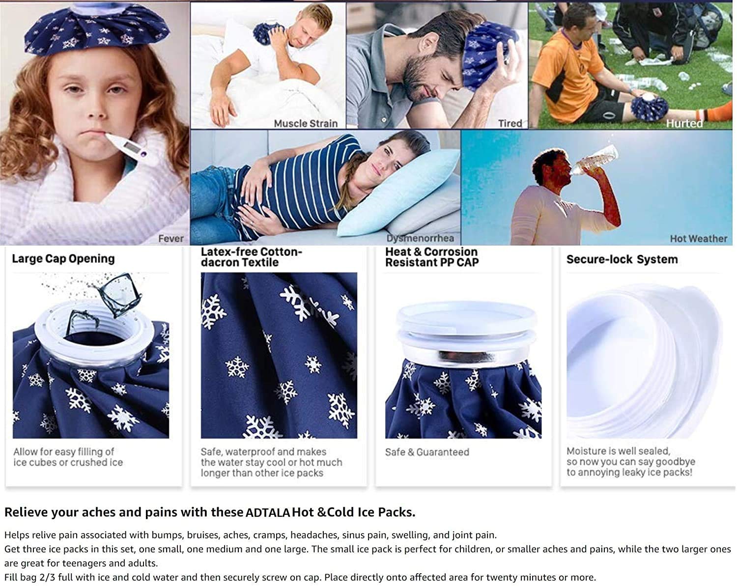 Mobhada Soft Cloth Pain Relief Hot and Cold Therapy Flexible Medical Instant First Aid Reusable Ice Bag Kit for Injuries, Knee Ankle Shoulder Back Elbow Head (Multicolour, Size-9") 1