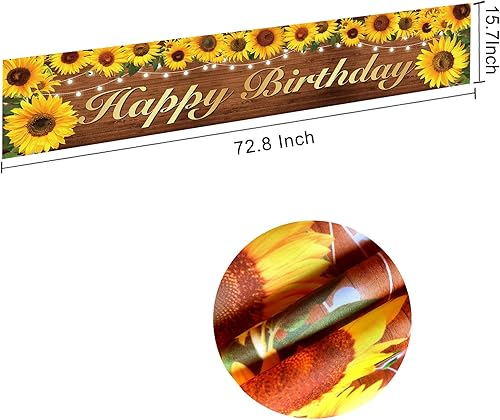 Miniatura 2 de Cartel y cartel de cumpleaños de girasol, decoraciones de fiesta para mujeres y niñas, tema de feliz cumpleaños, fondo de fotos para interiores y