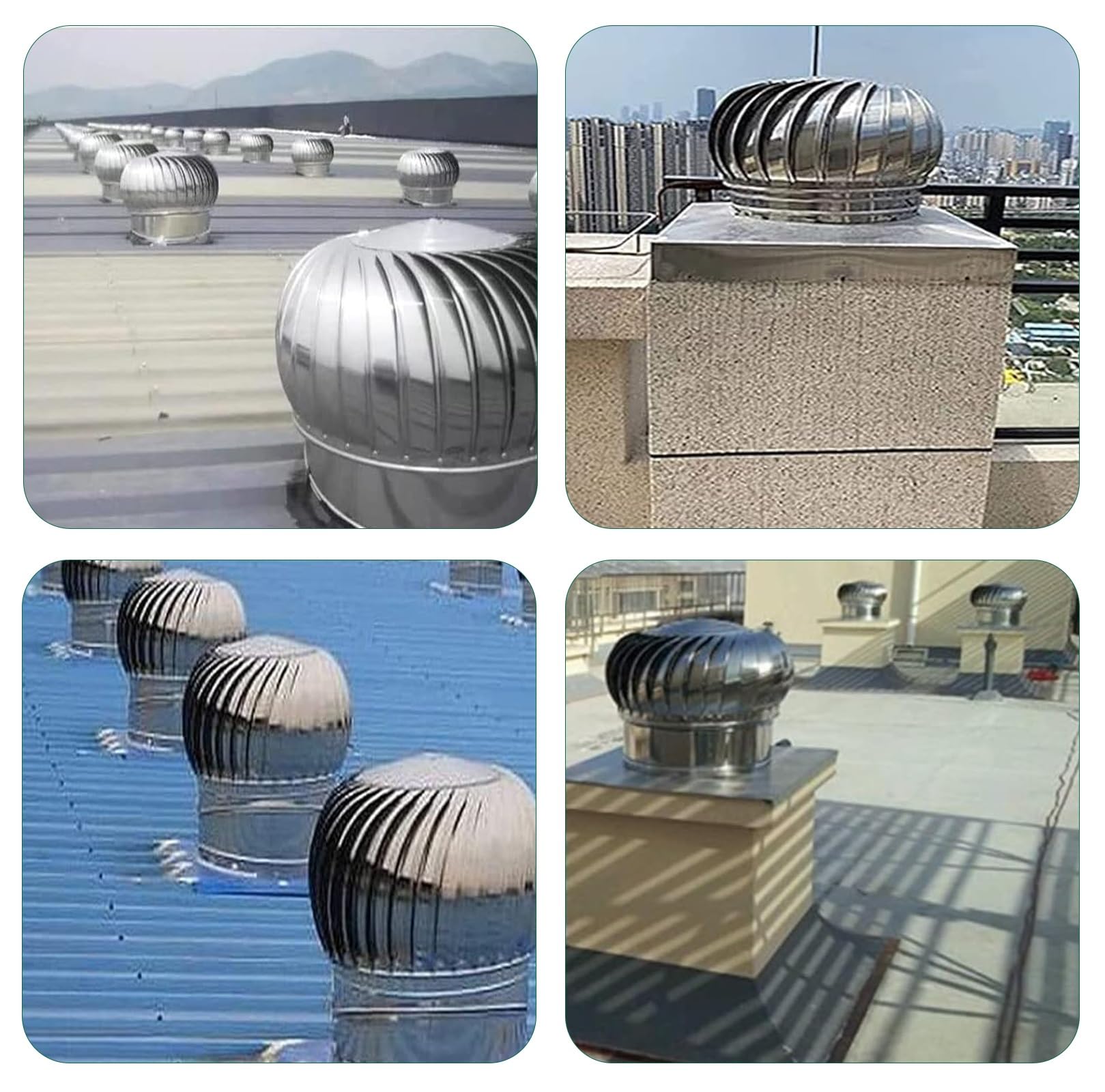 Cappa per camino in acciaio inox 304, 150 mm, indipendente dalla rete, rotonda, con apertura di scarico girevole per la dissipazione del calore, per case, fabbriche, soffitte, fattorie, turbine da