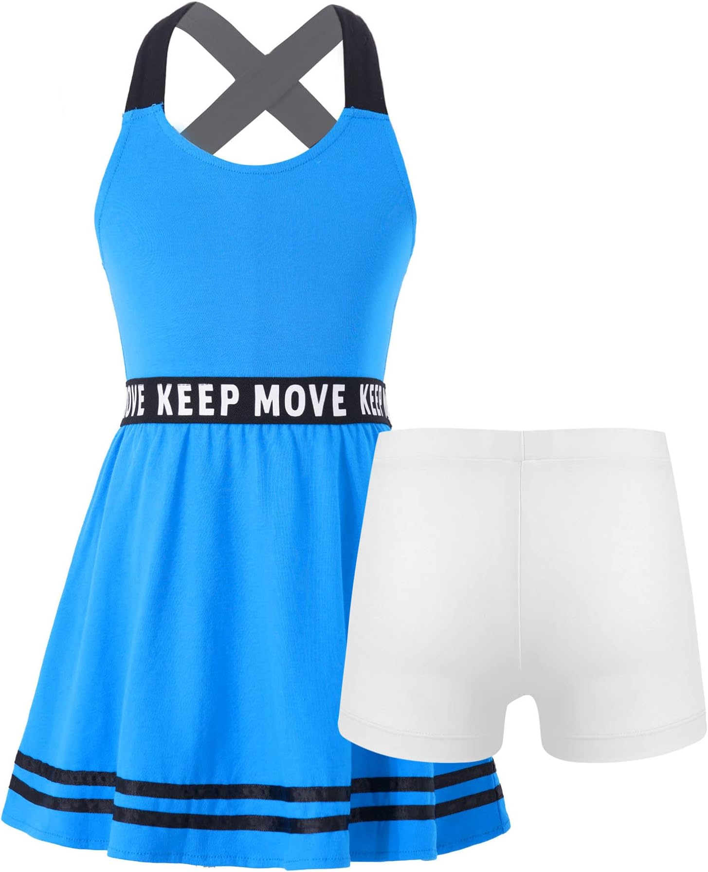 Youth Girls Tennis Dress with Shorts Underpants Outfits Kids Golf Tank Tops Skirt Dress Set Sports Dresses