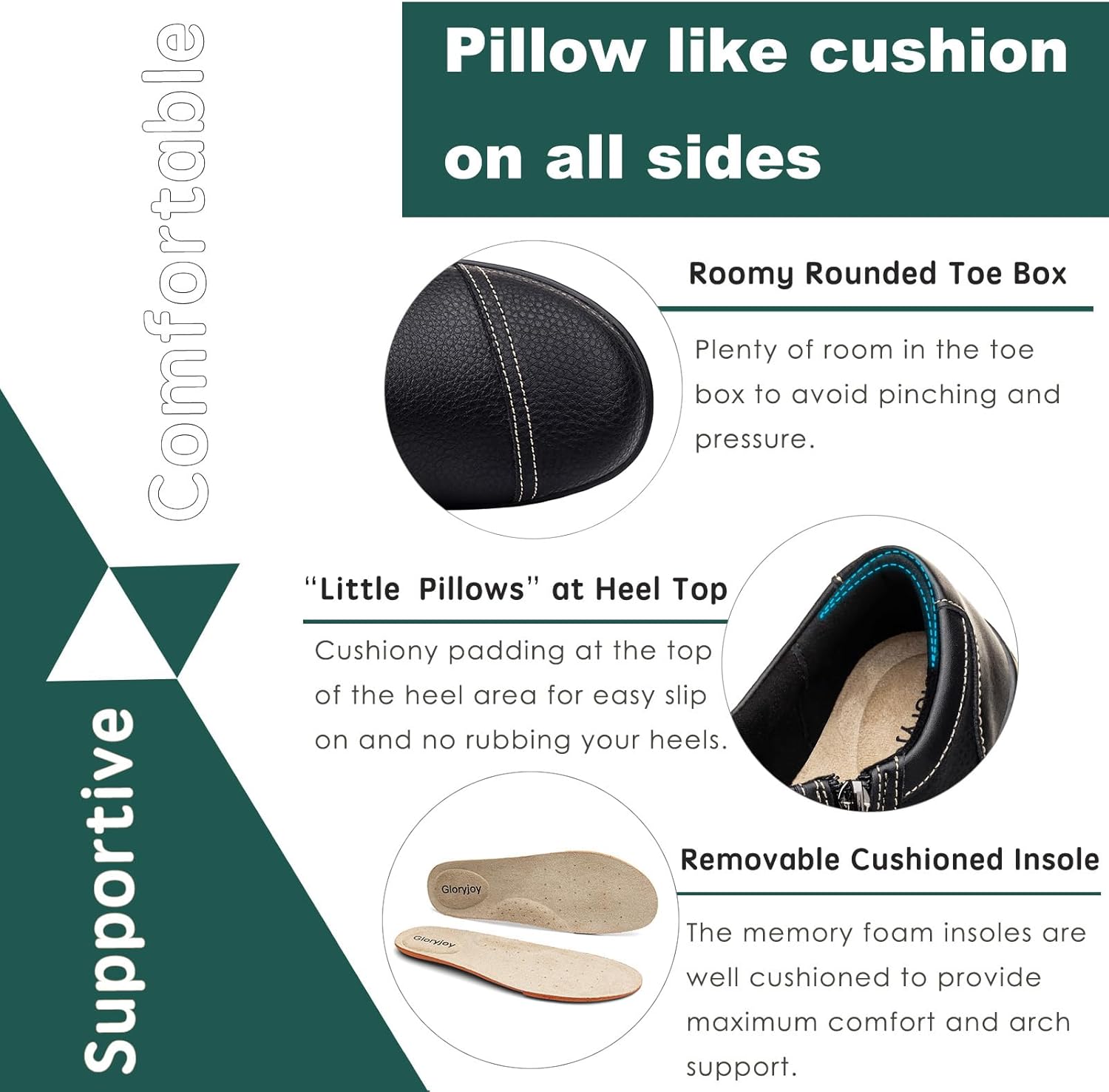 Women's Comfortable & Lightweight Leather Loafers Cute Slip On Dress Shoes for Women Business Casual Office Work Shoes Everyday Walking Flats - Image 7