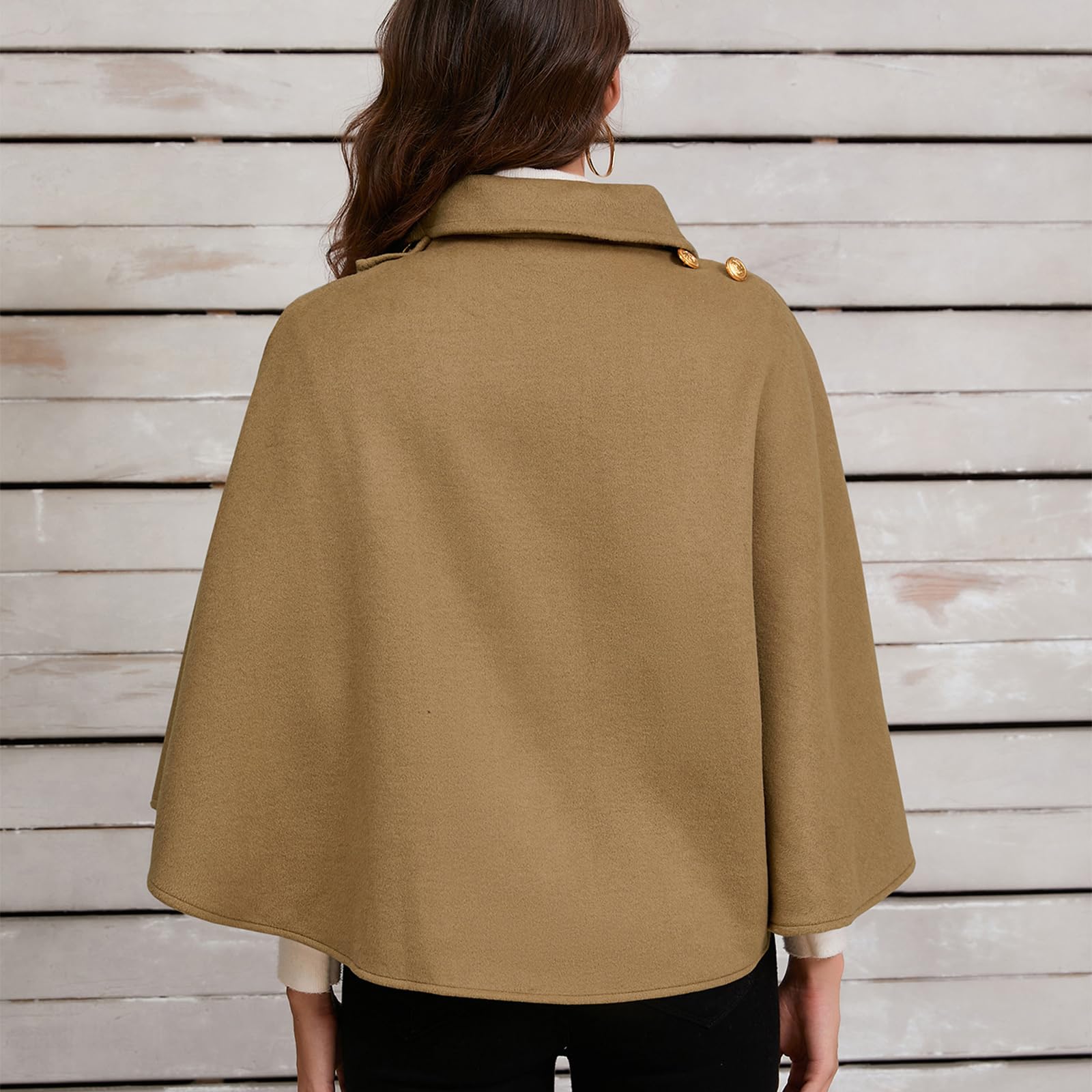 Poncho Mantella,Mantella Scialle con Collo a Risvolto in Finta Lana Corta Mantello Coprispalle Incrociato Maglione Anteriore Avvolgente Poncho Elegante Tinta Unita per Donna