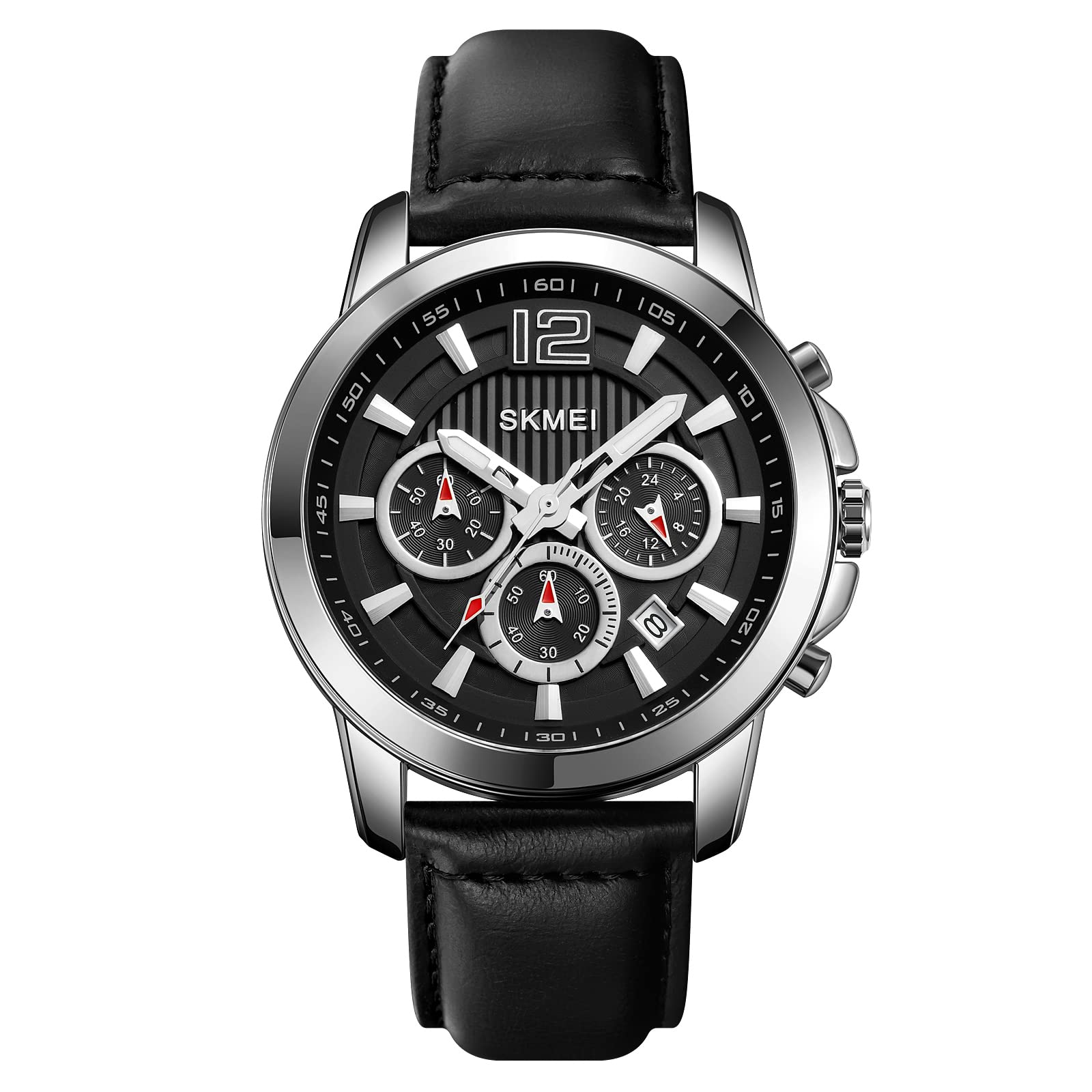SKMEI Leather Men Analog Sports Watch, Super Outdoor Waterproof Watch Fashion Men Wrist Watch With Led Stopwatch Countdown Timer, Black Dial, Black Band (B0C3HD7J73) Amazon Price History, Amazon Price Tracker