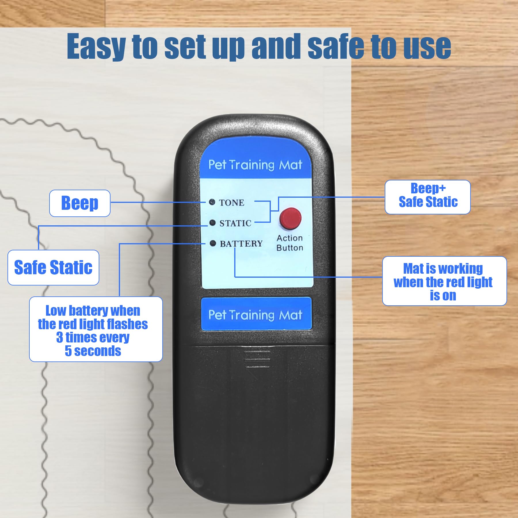 scat Mat for Cats & Dogs - Electric Pet Training Mat with 3 Modes, Shock Pad to Keep Pets Off Furniture, Countertops & Couches - Indoor Animal Deterrent Mat (12X60)