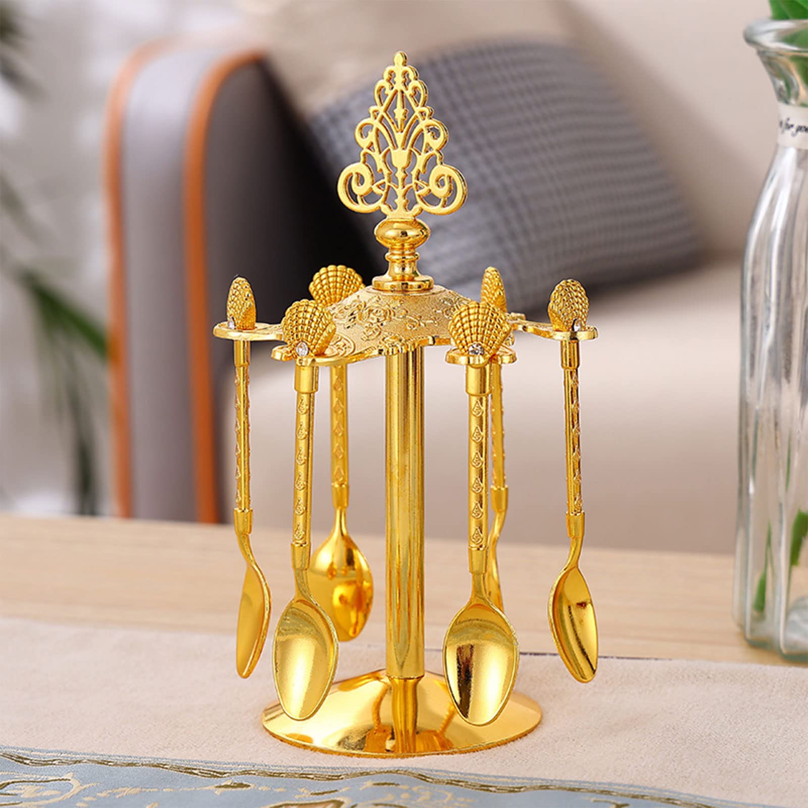 hokojix Alloy Reusable Coffee Spoons for Creative European Metal Dessert Spoons Stirring Mixing Spoons for Photographing Pa