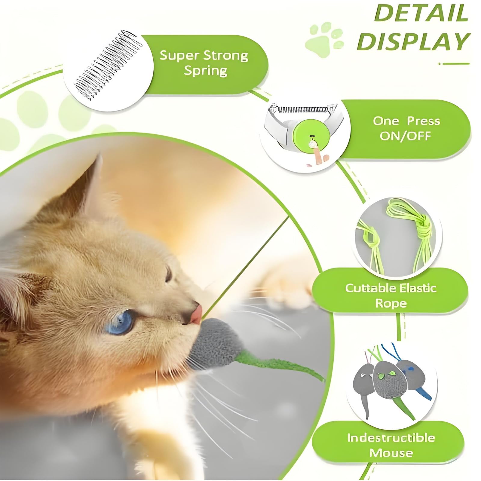 Jouet interactif Automatique rétractable Suspendu pour Chats d'intérieur, enrichissement motorisé Rechargeable pour soulager l'ennui Blue