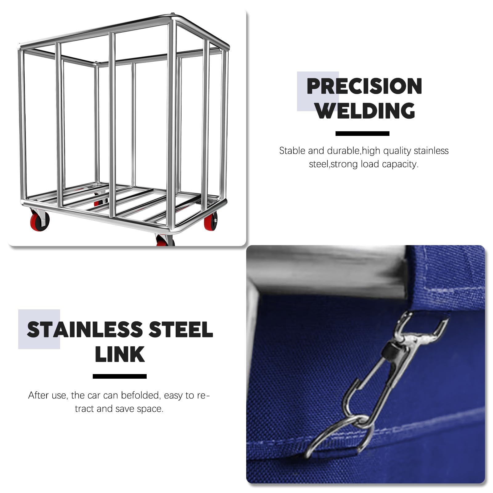 Rolling Laundry Basket Carrello 400L Grande Heavy Tainless Steel Laundry Trolley Carrello con ruote e fodera in tela rimovibile per Lndustrial/Home (colore : blu)