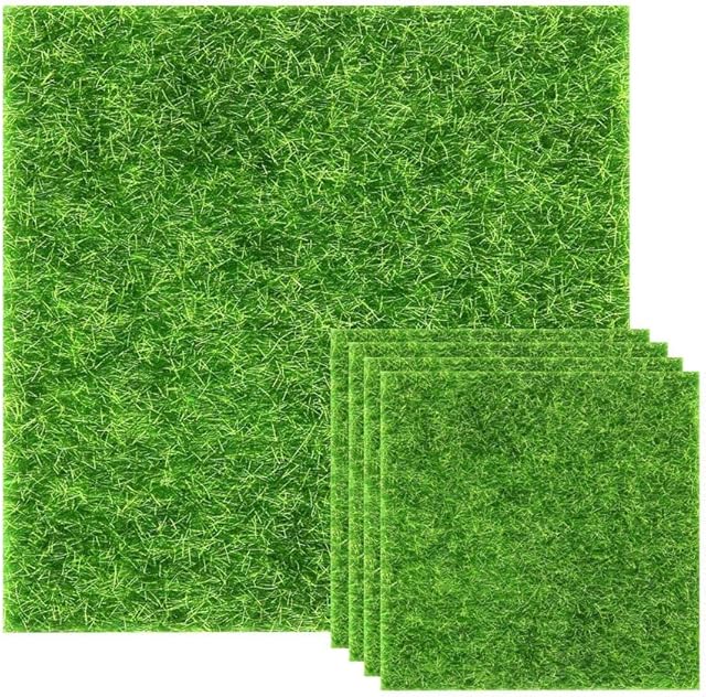 N//A Green Realistic Artificial Grass Turf, Indoor Outdoor Fake Grass Rug, Synthetic Garden Lawn For Garden Landscape Balcony office home decoration30x30, 15 x15cm (5PCS)