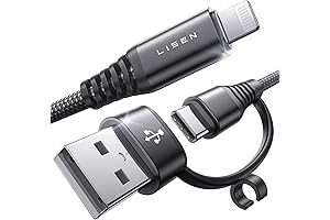 LISEN Lightning Cable, 2-in-1 USB C to Lightning Fast Charger Cord