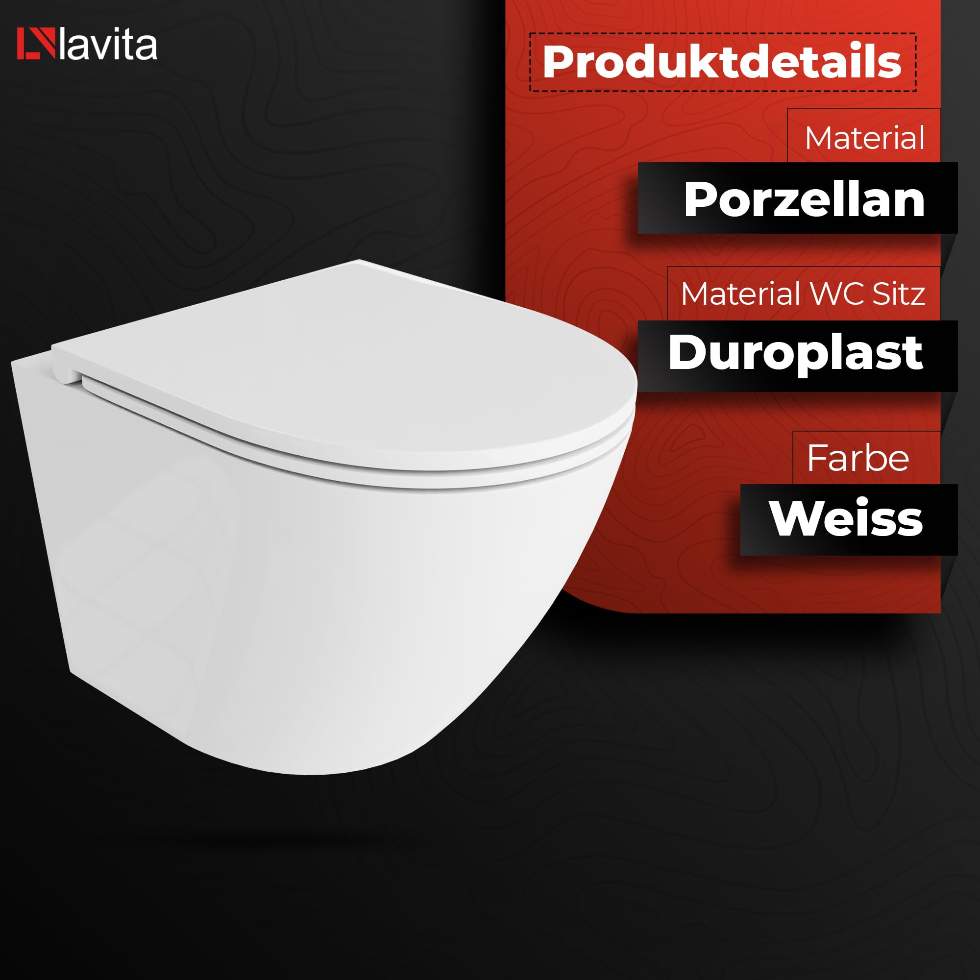 LAVITA Vorwandelement Solido Start + Wand Hänge WC Sofi One Weiß Spülrandlos + WC Sitz mit Absenkautomatik Verchromter Knopf Komplettset Unterputz Spülkasten Toilette Komplett Sett WC