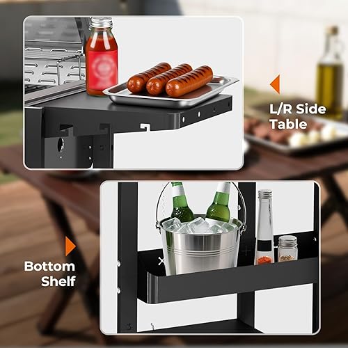Miniatura 4 de R.W.FLAME G20B - Parrilla de gas propano con 2 quemadores, 16000 BTU de acero inoxidable al aire libre para cocinar con tapa superior, ruedas,