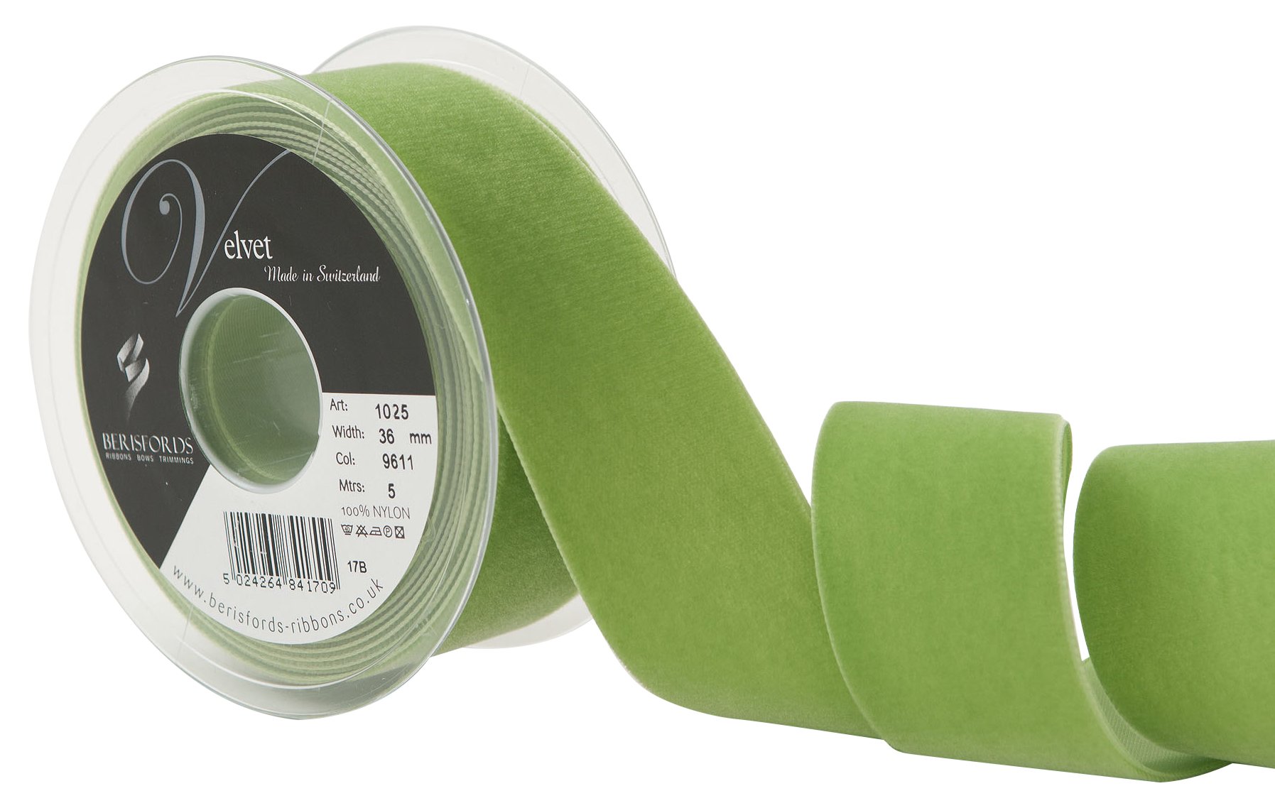 Berisfords Velvet Ribbon, Reseda, 102 x 45 x 102 cm โ image 1