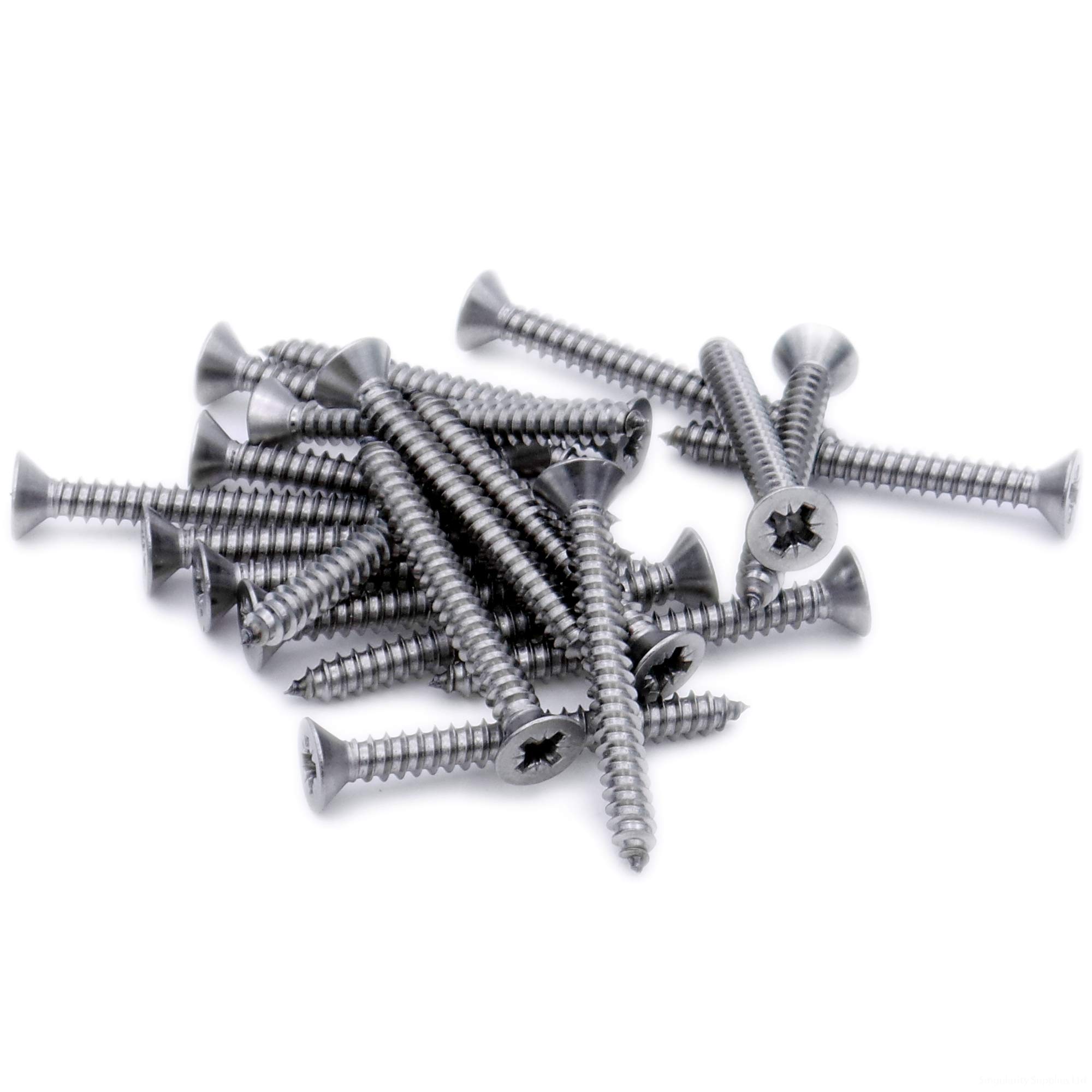 Singularity Supplies Silver No.7 X 1.5 (3.9Mm X 38Mm) Pozi Countersunk Self-Tapping Screw - Stainless Steel (A2) (Pack Of 20)
