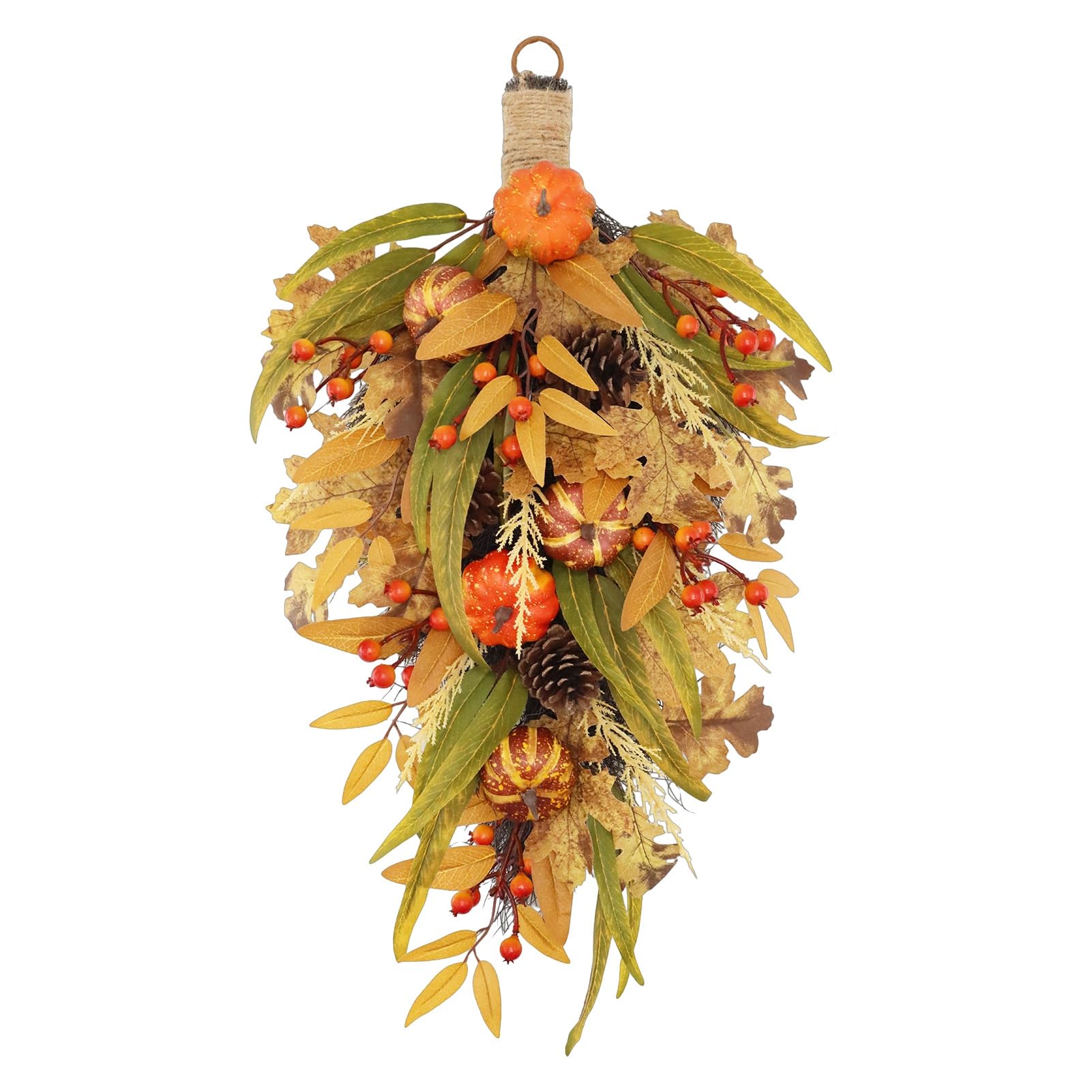Artificial Fall Swag with Pumpkins Leaves Wreath for Door