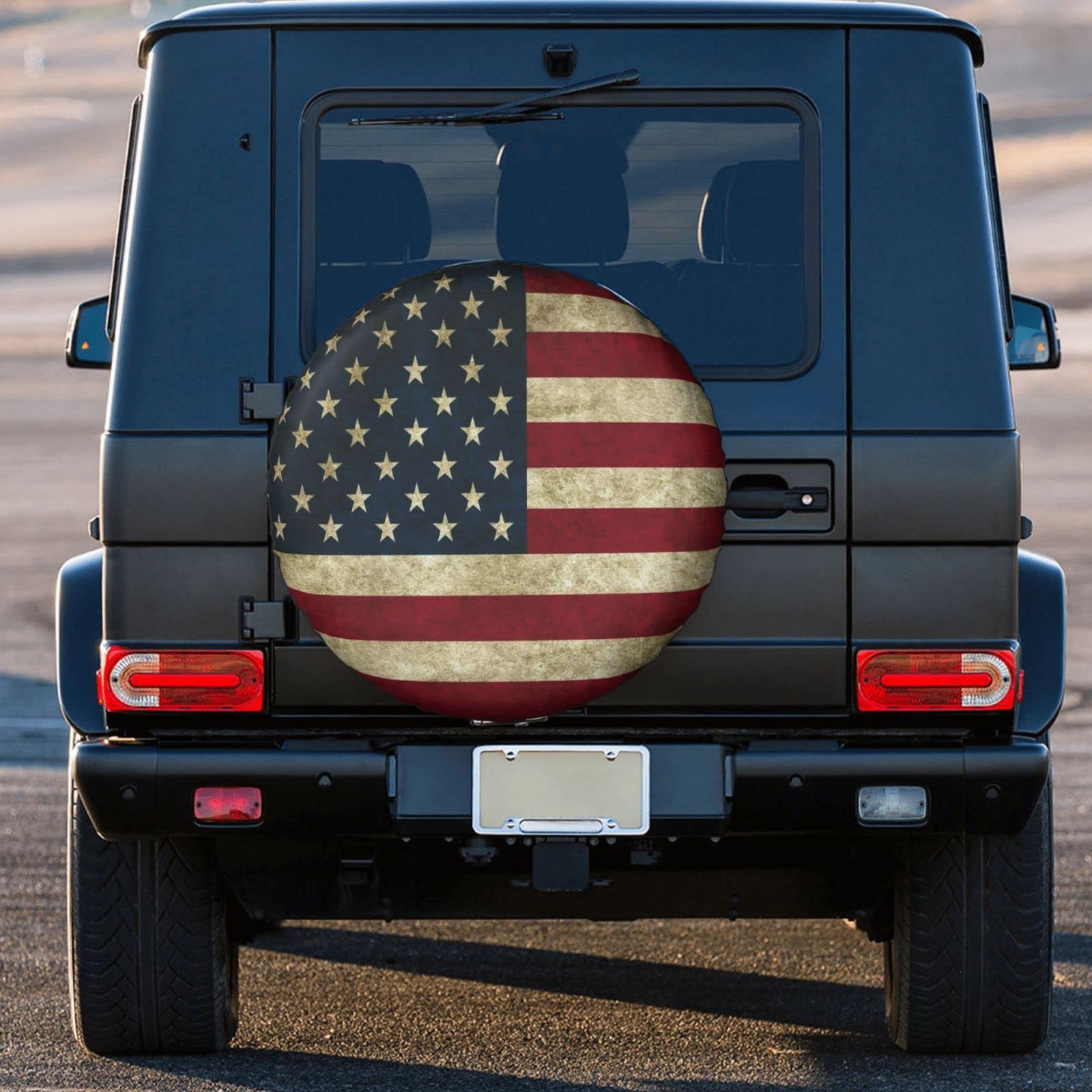 Cubierta de llanta de repuesto para bandera americana retro 01, impermeable, a prueba de polvo, cubierta de neumático UV para Jeep, remolque, RV, SUV y muchos vehículos de 17 pulgadas