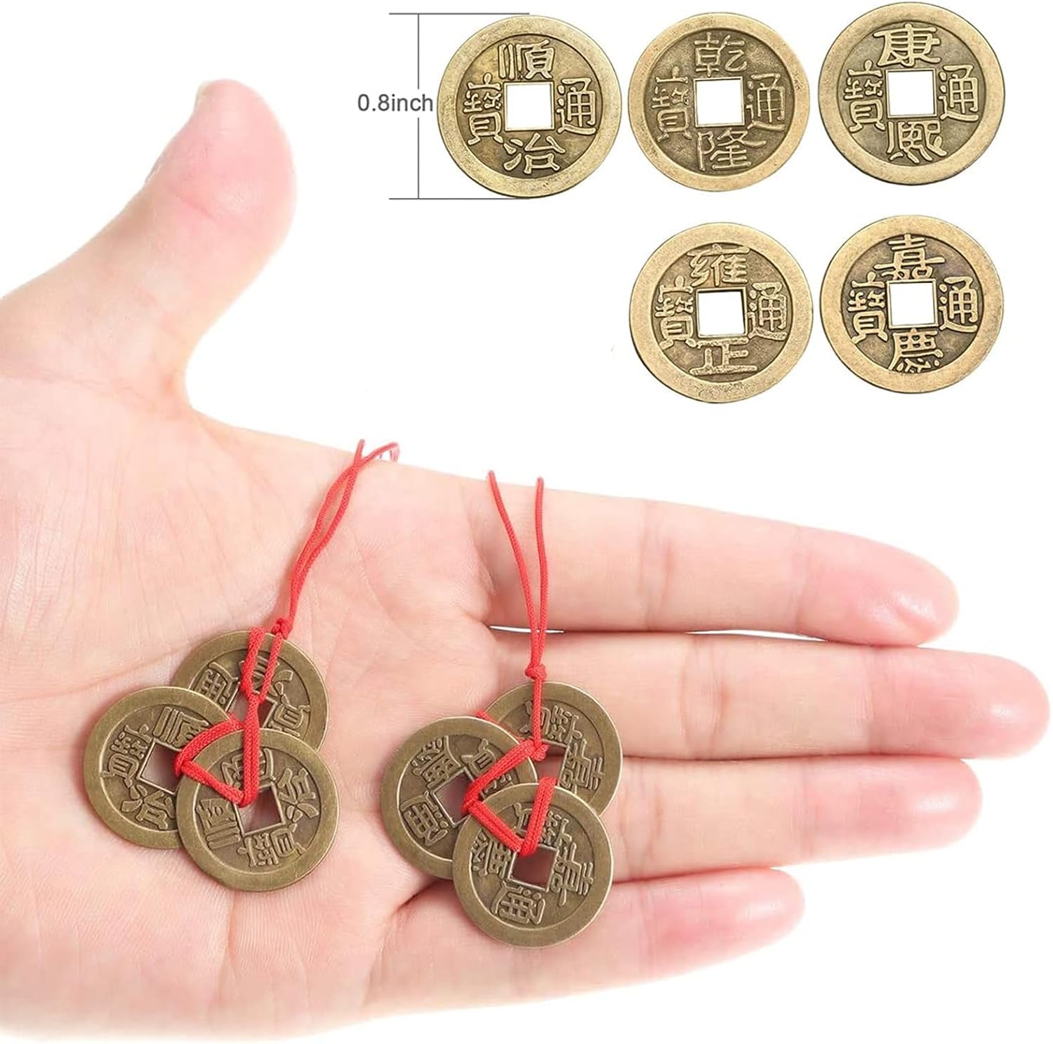 50 sztuk monet na szczęście I-Ching dla zdrowia i dobrobytu chińskie monety Feng Shui 2 cm brąz moneta wisząca