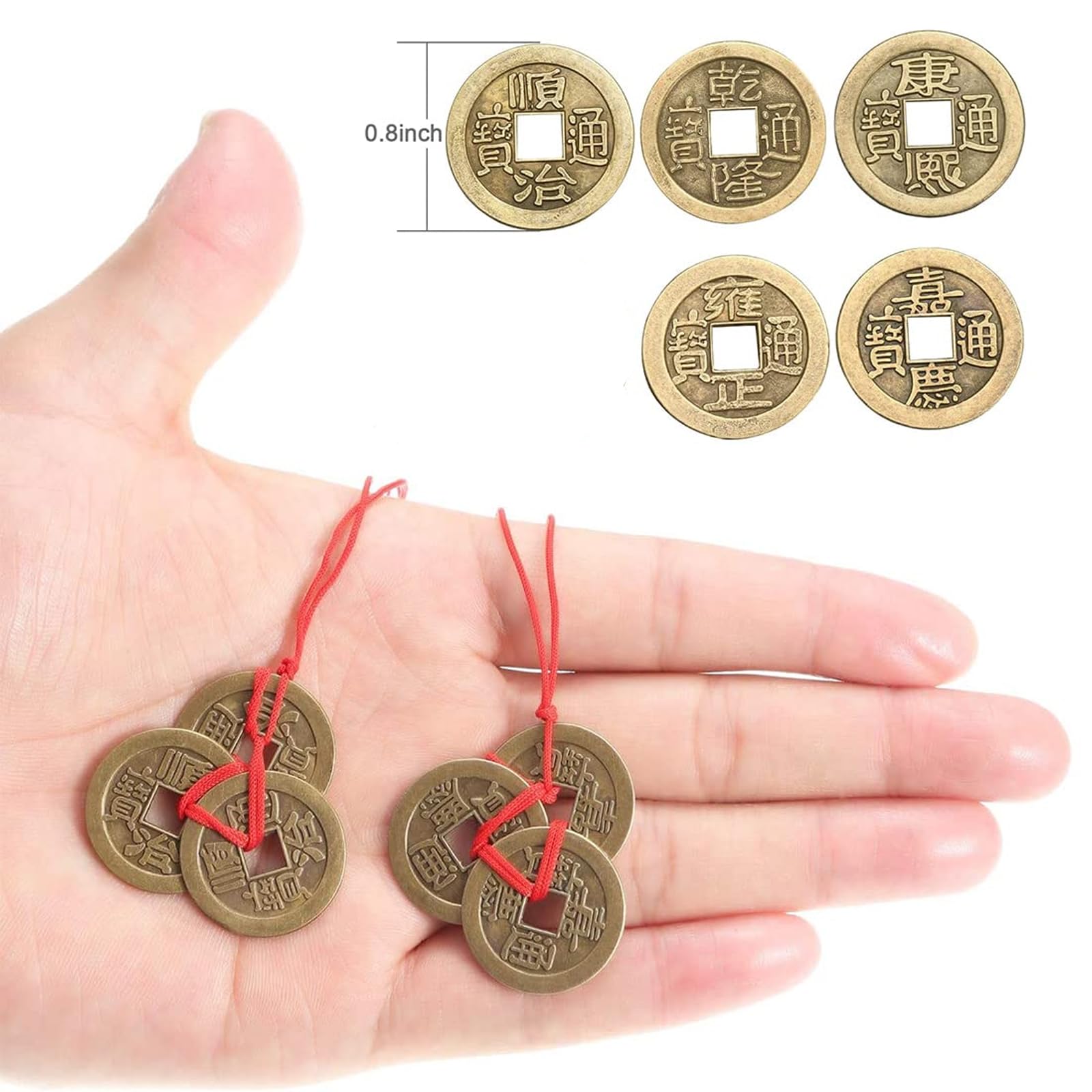 50 sztuk monet na szczęście I-Ching dla zdrowia i dobrobytu, chińskie monety Feng Shui, 2 cm, brąz, moneta wisząca