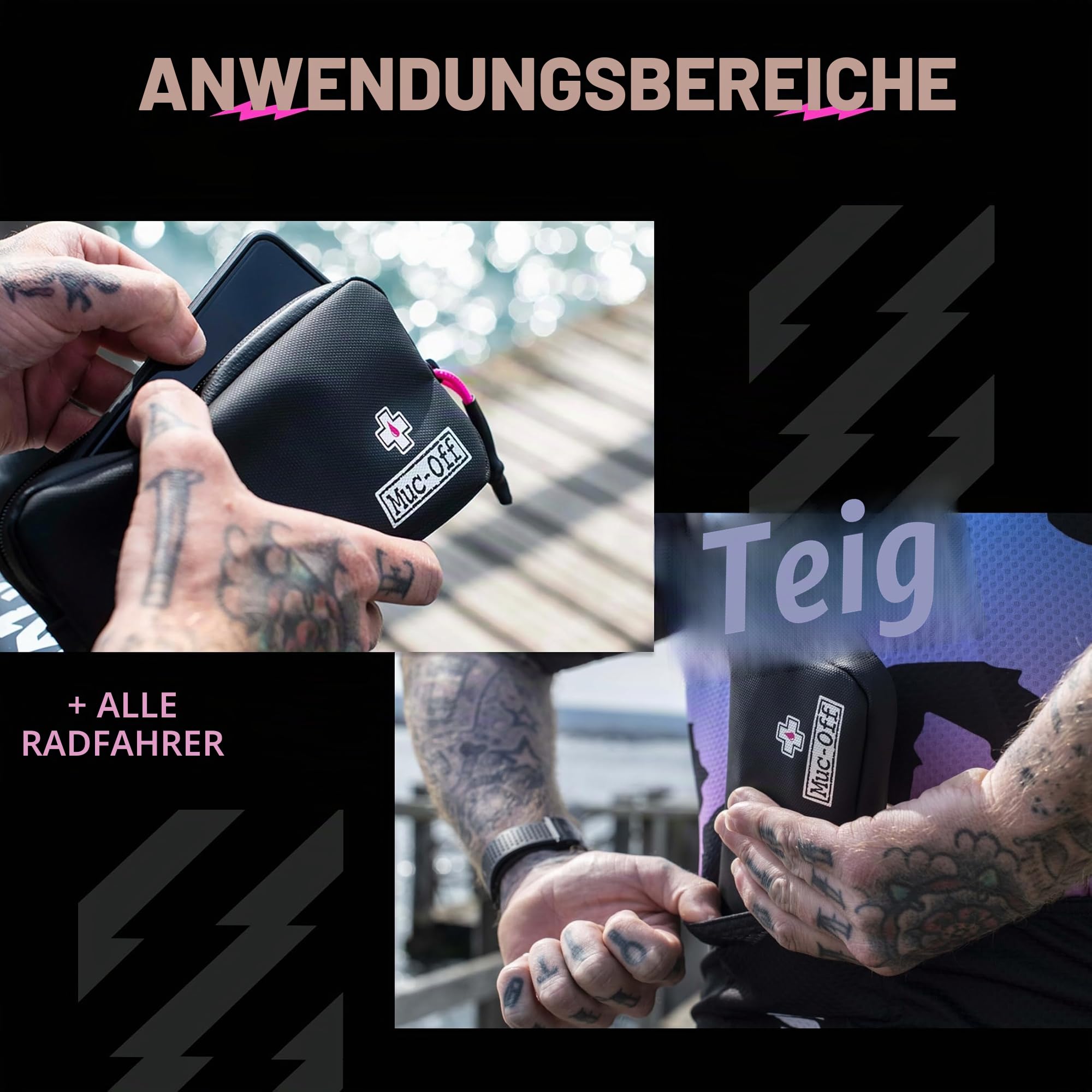 Muc-Off Essentials Wasserfeste Tasche – Robustes Schwarzes 900D Polyester - Wasserabweisende Fahrradtasche - Fahrrad Zubehör zur Aufbewahrung von Ersatzschläuchen, Reifenhebern oder Handy