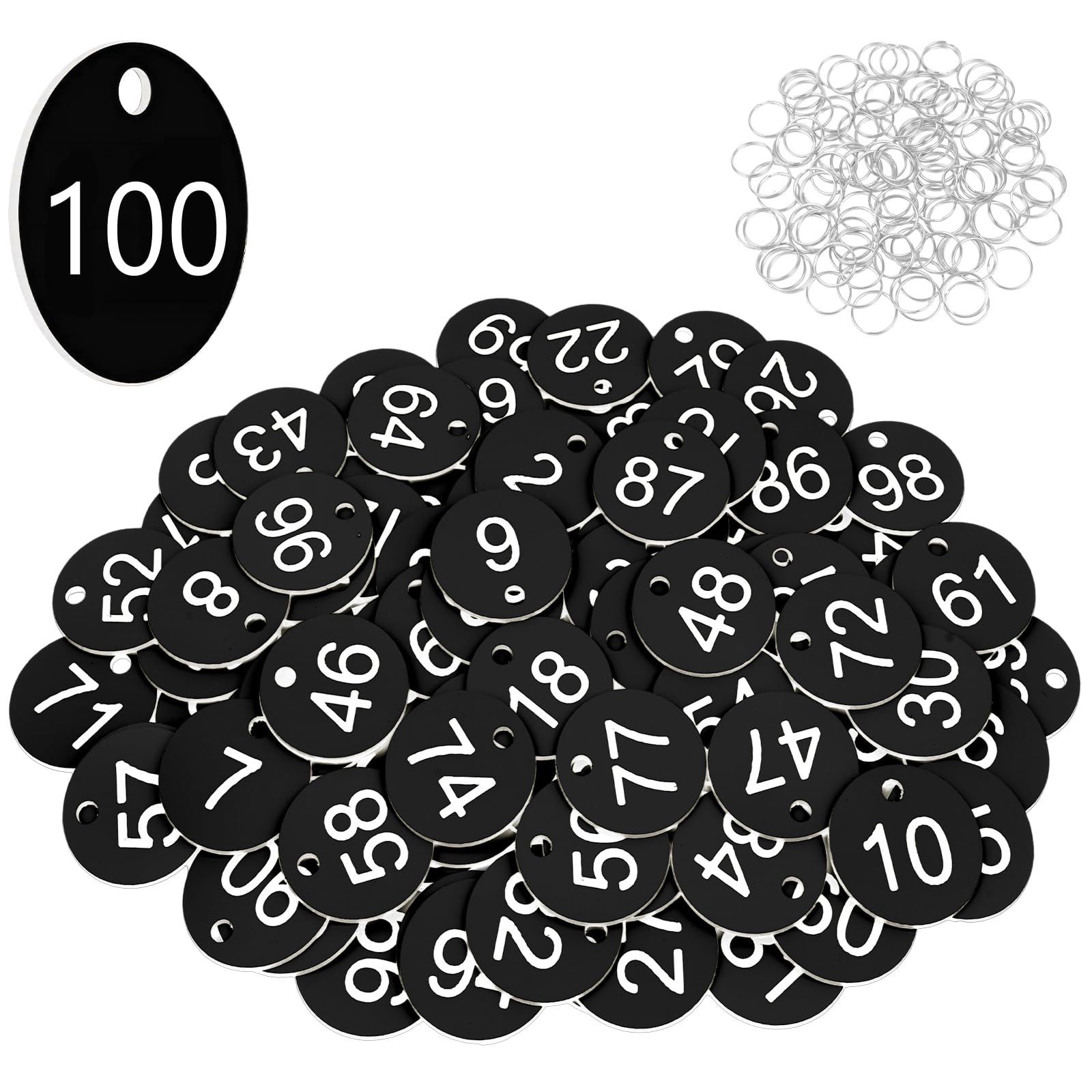 Portachiavi Numerati In Plastica - 50 Pezzi Con Anelli, Impermeabili, Per Hotel, Scuole E Uffici (Giallo) - Foto 8