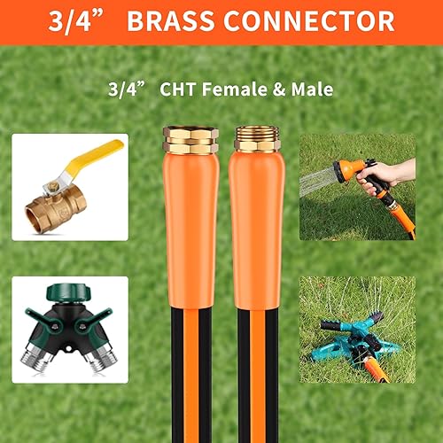 Miniatura 4 de Manguera de jardín resistente de 50 x 58 pulgadas, manguera de agua flexible y ligera, para todo tipo de clima, estallido de 600 psi, accesorios de