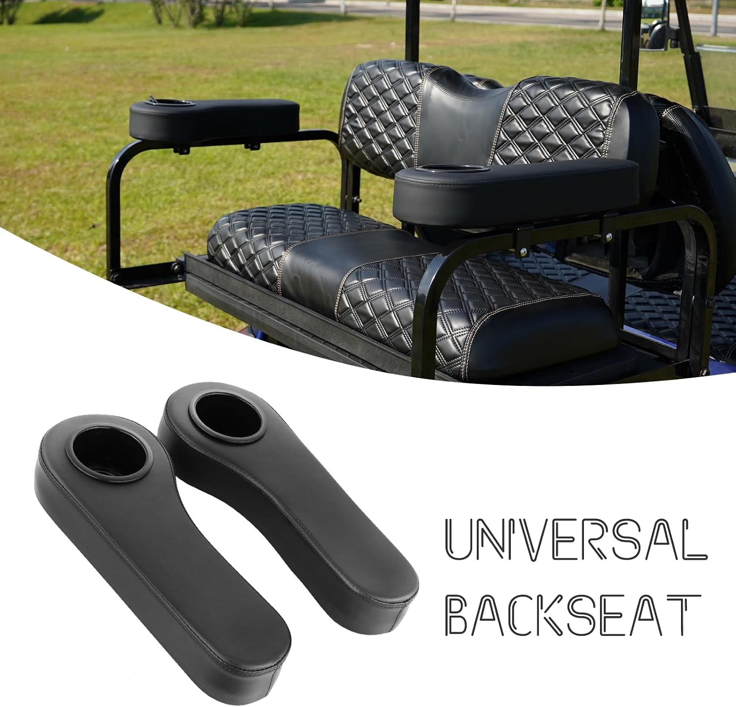 Golf Cart Armrest with Cup Holder for EZGO Club Car Yamaha Aftermarket Rear Seat Kit