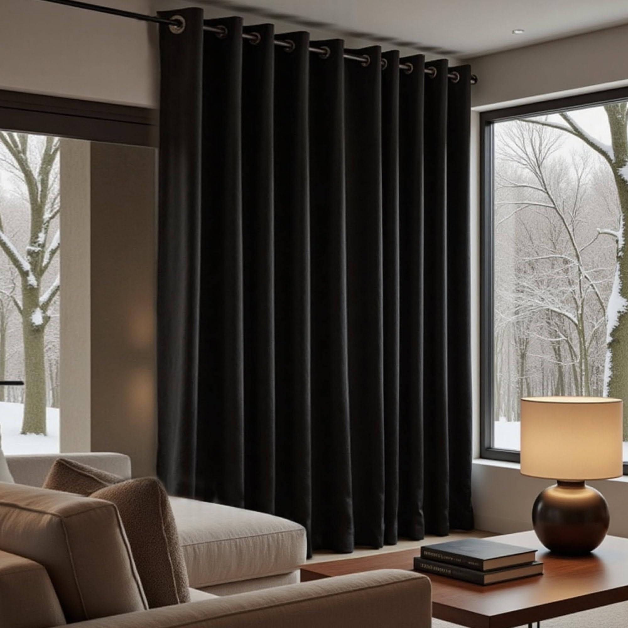 KOUFALL Extra Wide Curtains Black Out 72 x 96 Inch Long 2 Panels Set, 8FT Floor to Ceiling Length Grommet Thermal Curtains for Bedroom Living Room
