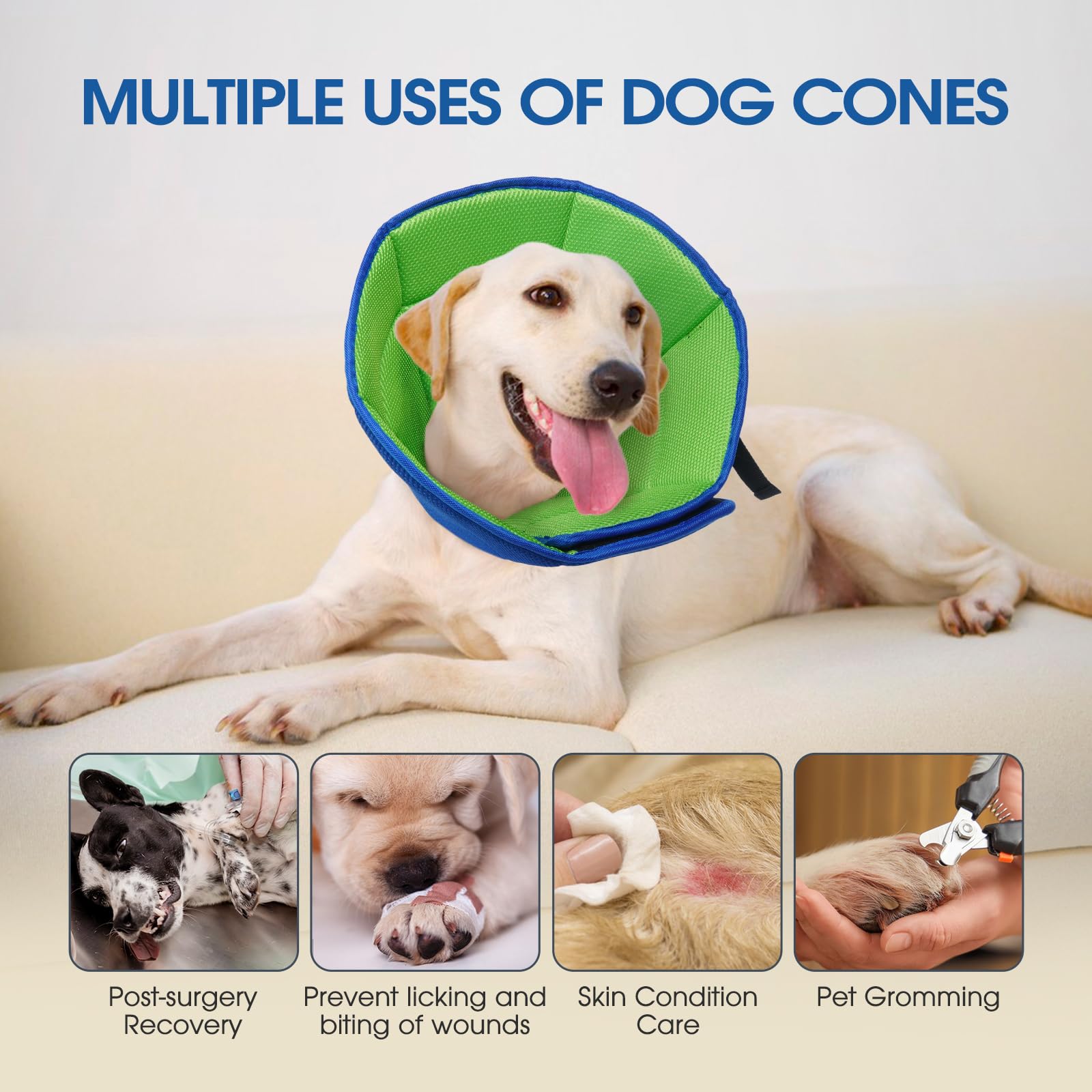 Dog Cone Collar After Surgery, Soft Cone for Small Dogs to Stop Licking, Adjustable Elizabethan Collar for Dogs, Lightweight Breathable Dog Recovery Cones for Wound Healing & Hot Spots — view 5