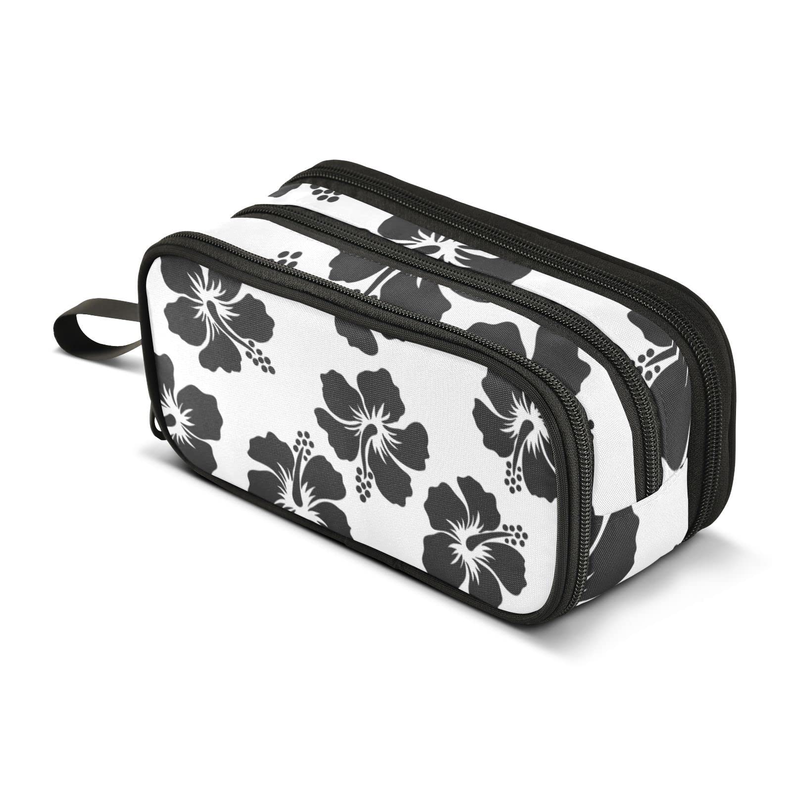 Duduho Tropical Palm Leaf & Flamingo Pencil Case – Canvas Pen Holder Pouch For School Or Office - View #5