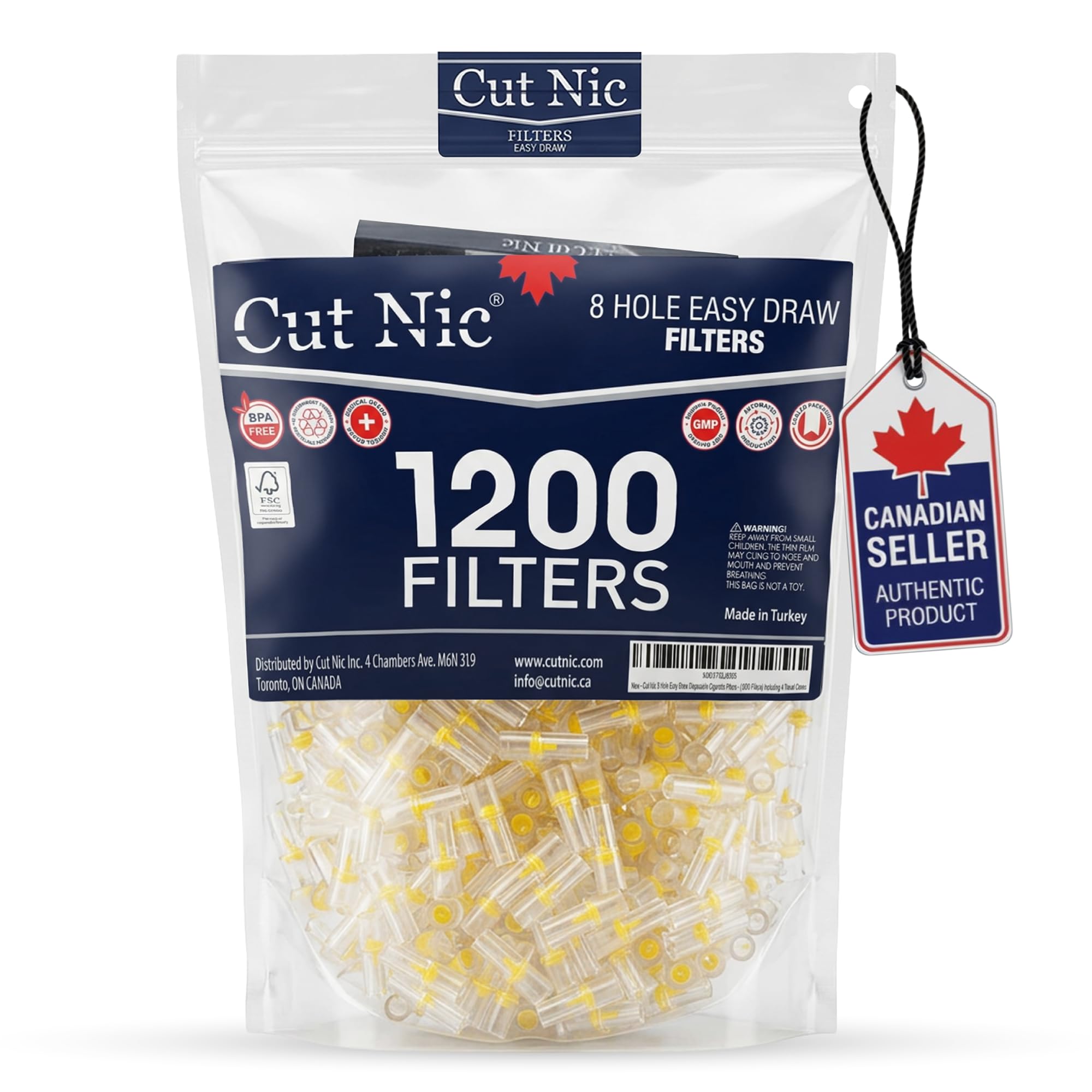 Cut Nic 8 hole Easy Draw Cigarette Filters 1200 pack sold price at auction in Canada