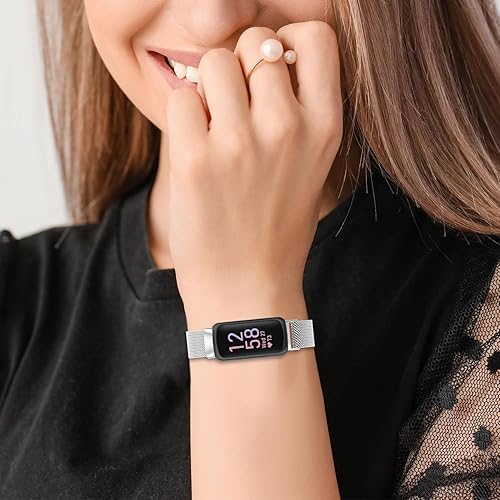 Miniatura 7 de Correa de repuesto para Fitbit Inspire 3, correas de reloj de metal ajustables con bucle magnético, correa de reloj de fitness, repuesto de correa