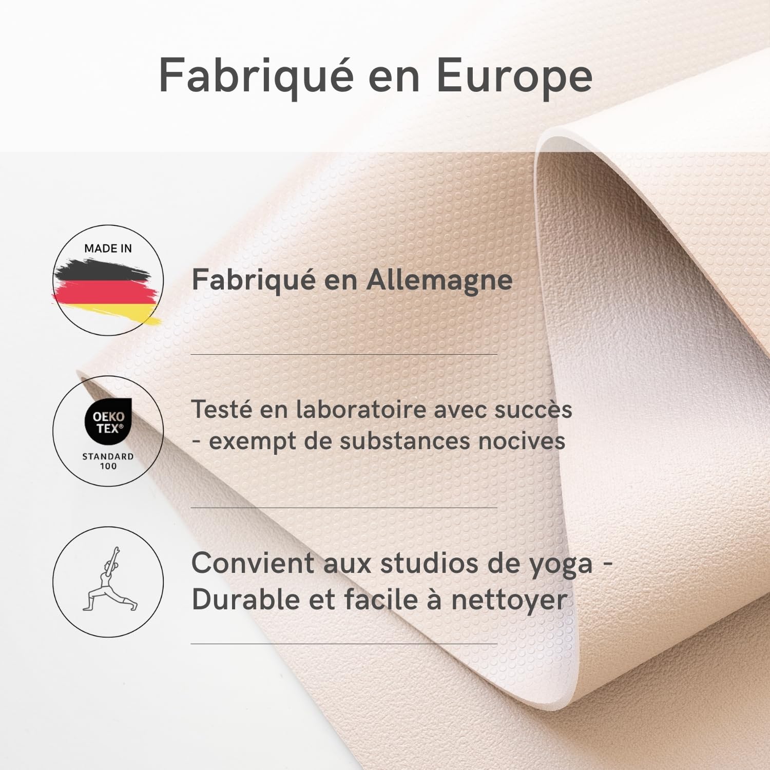 LOTUSCRAFTS Tapis de yoga de haute qualité, modèle Mudra Pro, fabriqué en Allemagne, certifié OEKO TEX®, parfait pour le yoga ou le Pilates