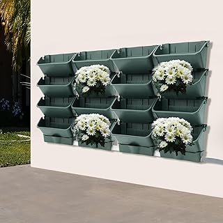 Hanging Vertical Wall Planter with 16 Self-Watering Pots, 105LB Capacity...