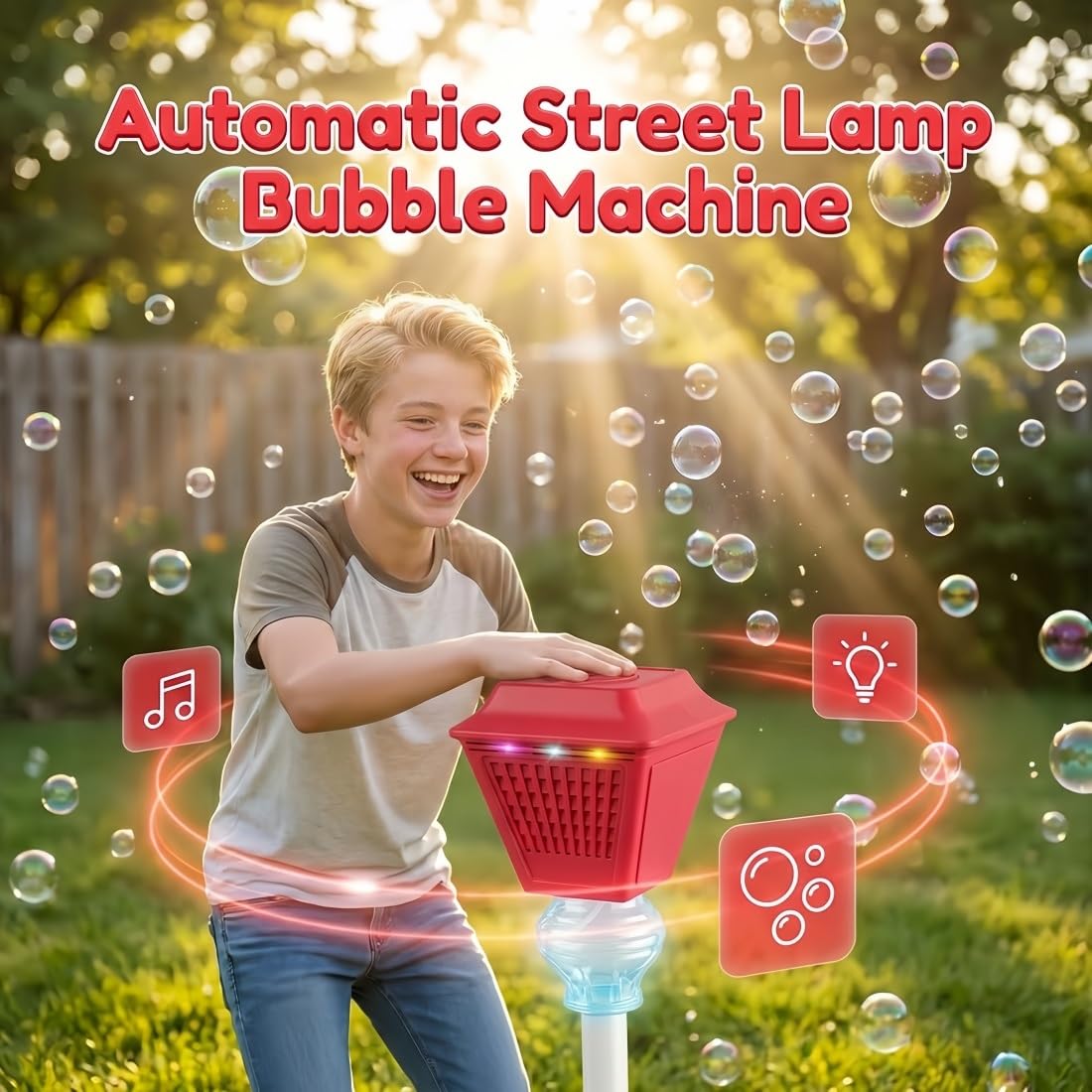 2026 Seifenblasen Ständer, Bubble Maker Ständer mit Licht und Musik, Seifenblasenmaschine Kinder für Eltern-Kind-Aktivitäten, Gartenpartys, Höhenverstellbar(Blau)