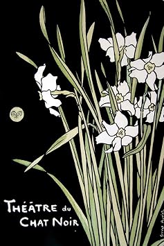 Theatre Du Chat Noir Narcissus Iris Flowers Japanese Art Poster Traditional Japanese Wall Decor Vintage Woodblock Artwork Flower Nature Asian Print Decor Cool Wall Art Print Poster 16x24
