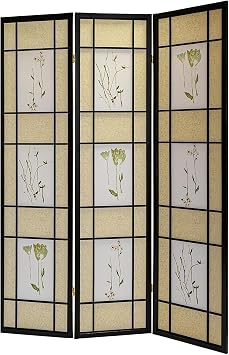 Legacy Decor Room Divider, Folding Privacy Screen, Black - 3-Panel