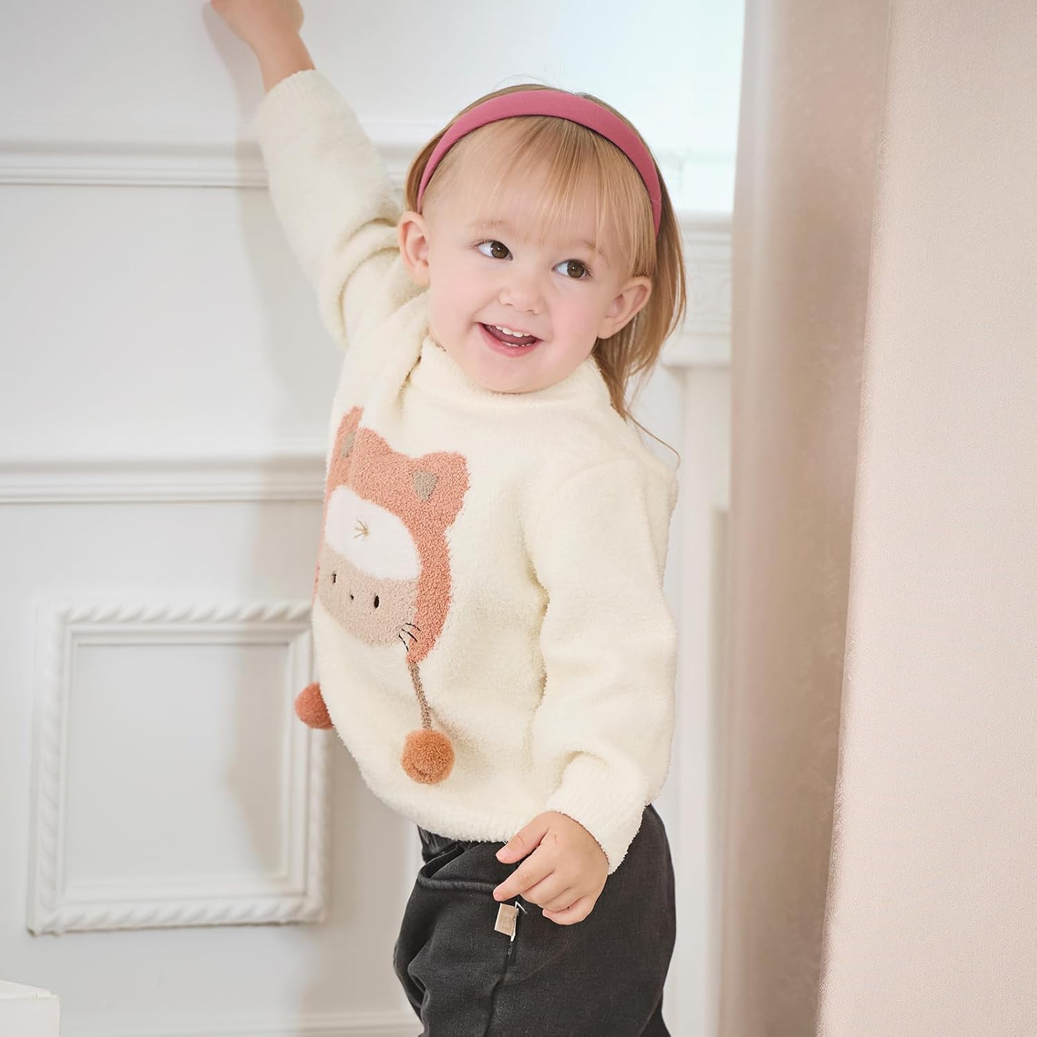 DAVE&BELLA Toddler Baby Girl Boy Knit Sweater, Cute Animal-Themed Plush Pullover Sweater Fall Winter Crewneck Long Sleeve Top - Image 3