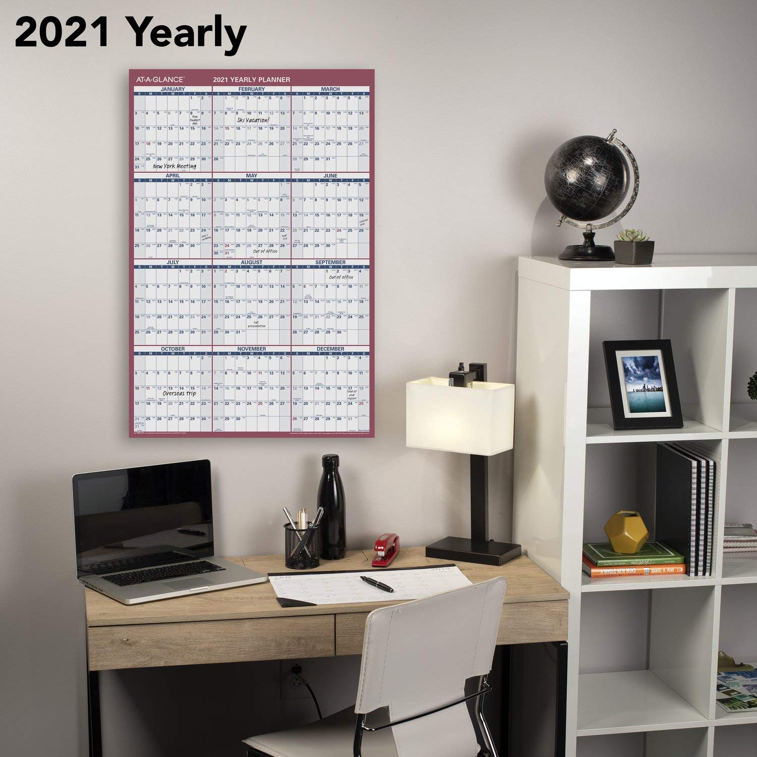 AT-A-GLANCE, Papierkalender, Wandplaner für 2021, 61 x 91,4 cm, XL, vertikal/horizontal, wendbar (PM2122821)