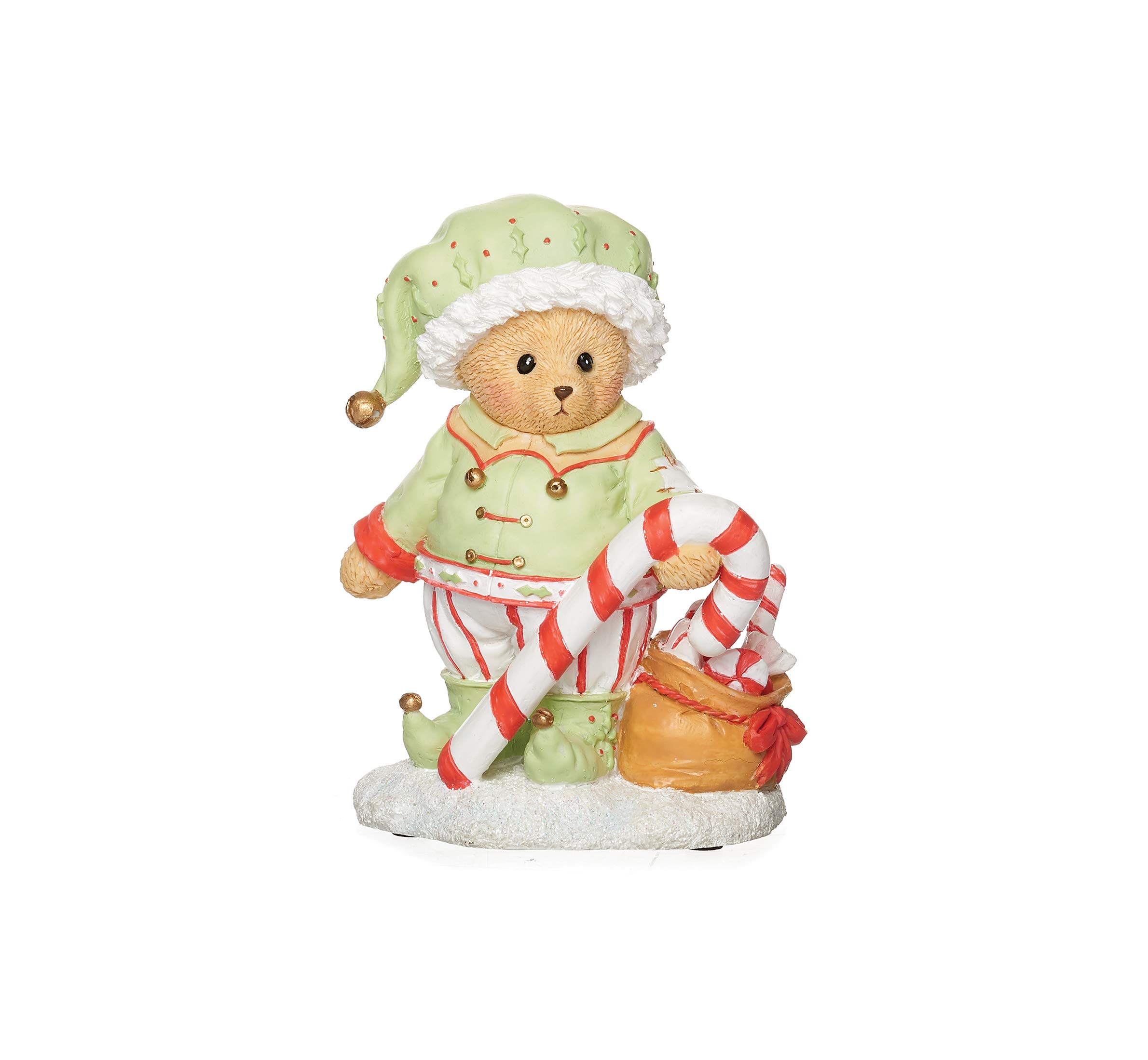 Figurine ours elfe Percy Roman en résine et wollastonite aux détails sculptés