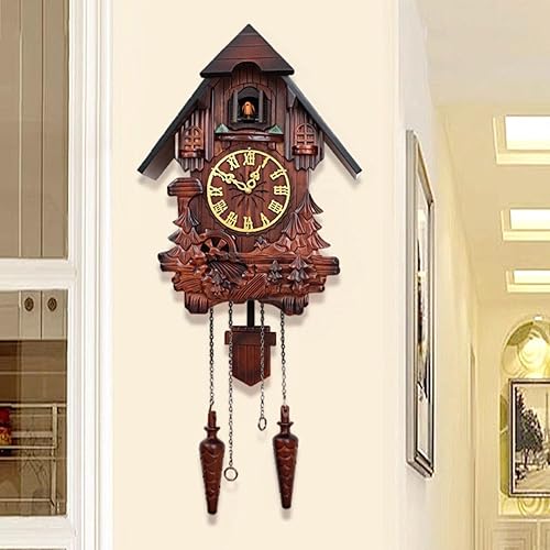 Miniatura 2 de Reloj de pared, relojes de cuco, relojes de cuco para pared, reloj de pared de cuco de madera maciza, reloj de pájaro para decoración del hogar,