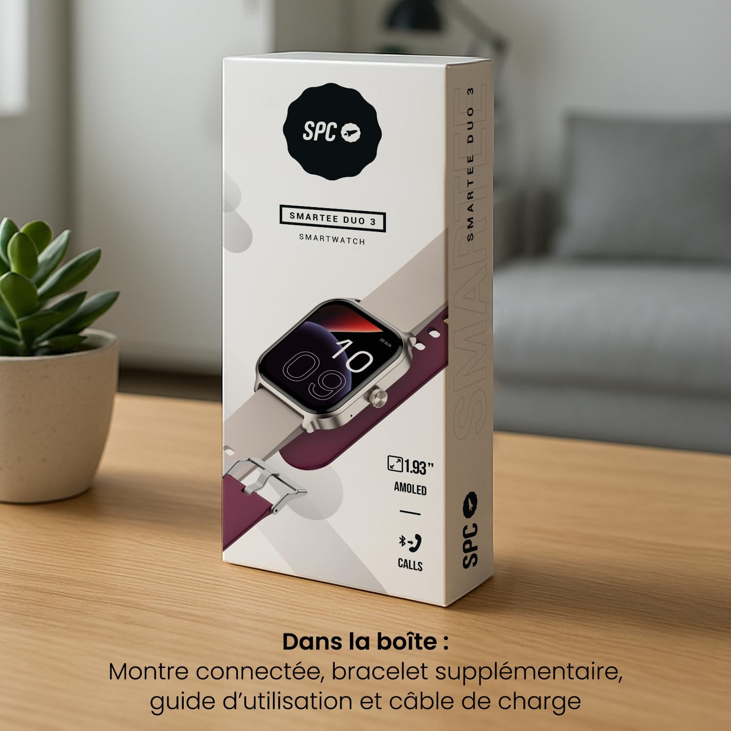 SPC SMARTEE Duo 3 - Montre connectée AMOLED 1,93", Beige | 2 bracelets, appels connectivité Bluetooth, autonomie 7 jours, 100 sports, IP68 et suivi via l'application SPC SMART YOU
