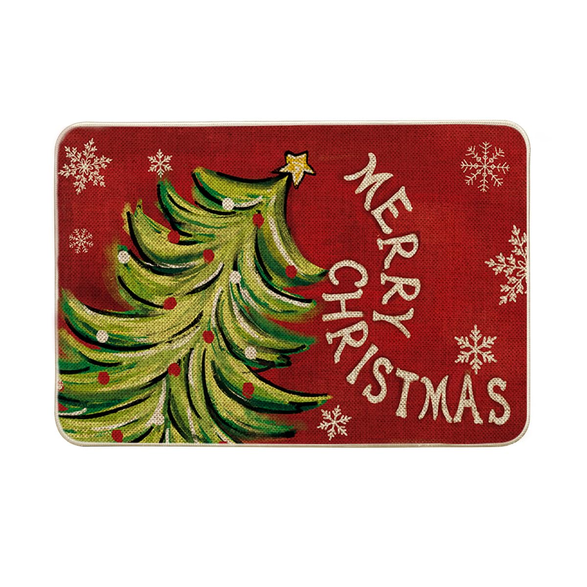 Artoid Mode Felpudo para árbol de Navidad, diseño de copos de nieve, lavable, para interior y exterior, 40 x 60 cm
