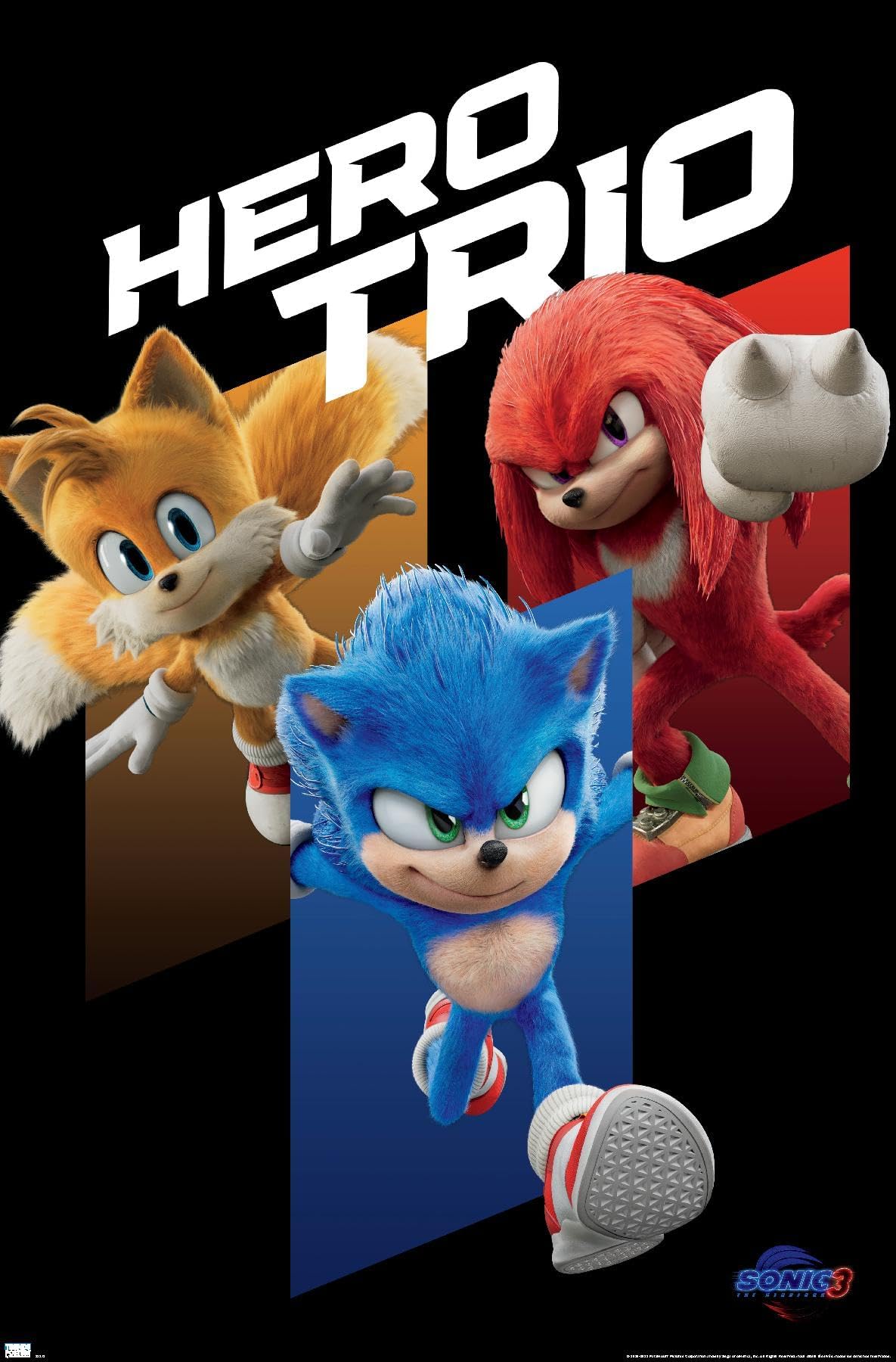 Trends International Sonic The Hedgehog 3 - Hero Trio Wall Poster, 22.37" x 34.00", Unframed Version