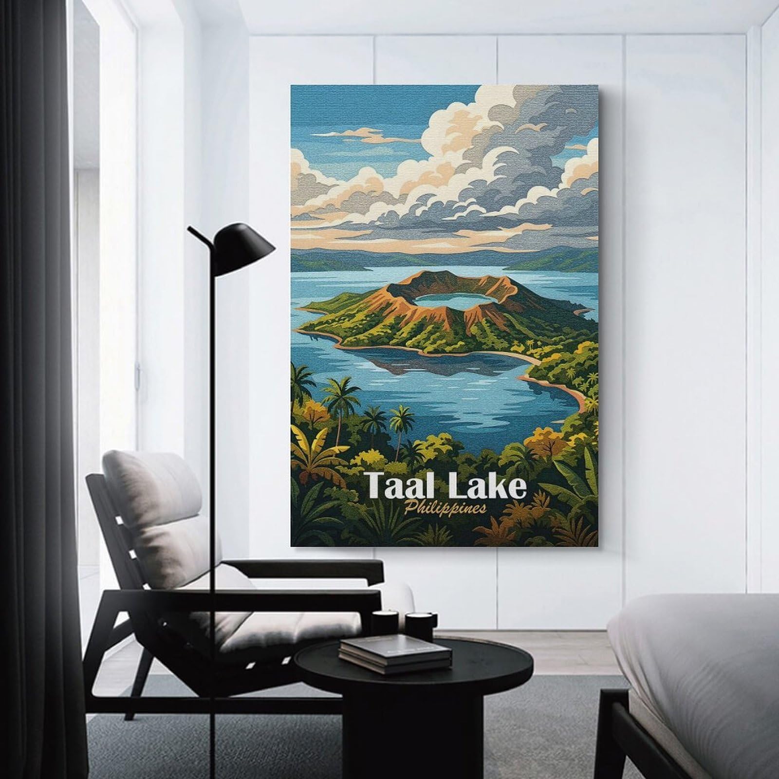 Junmoney Taal Lake Philippines Travel Home Decor Wall Art, 20x30inch(50x75cm), for New Homes, Bedrooms Or Workspaces, Gift Idea for Housewarming And Birthdays