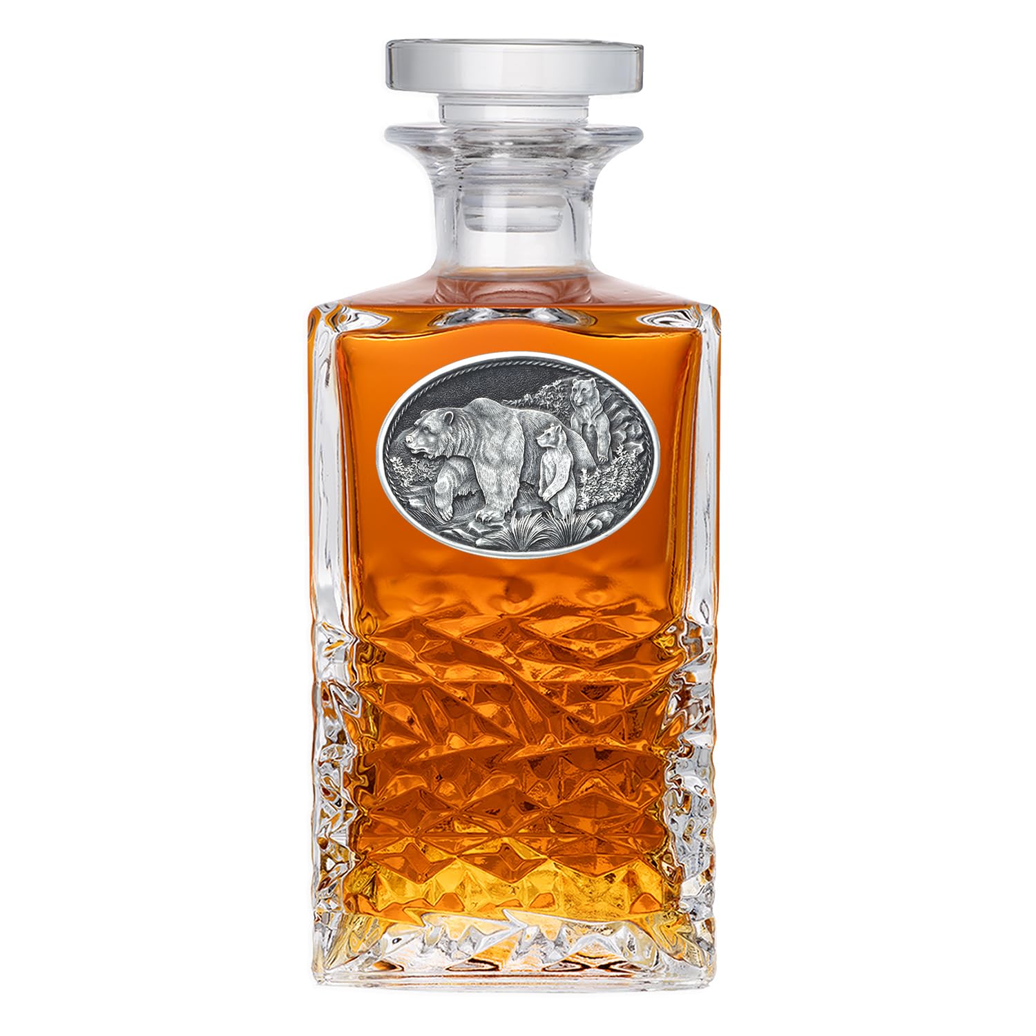 Heritage Pewter Grizzly Bear Heritage Decanter | 25 OZ Liquor Pourer | Expertly Crafted Pewter Glass