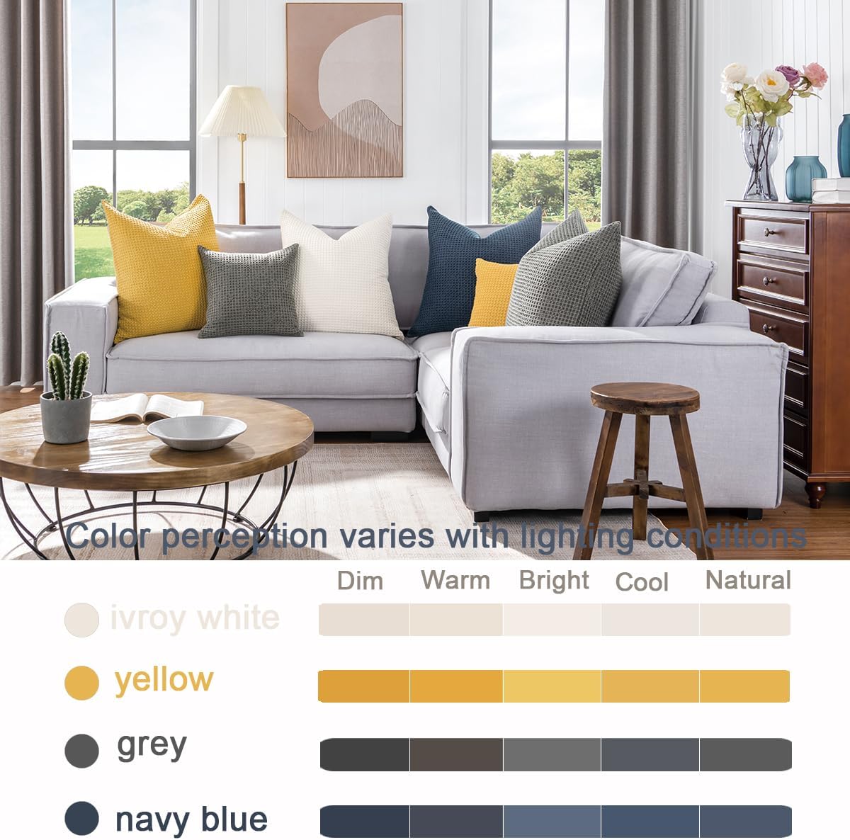 Pillow Covers 26x26 Set of 2 Cotton Euro Shams with Hidden Zipper Wrinkle Resistant Breathable Decorative Waffle Weave Pillowcases for Couch, Sofa, Bedroom Car, Ivory White - Image 4