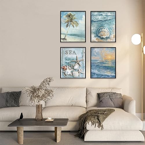 Miniatura 6 de Locomiss Pósteres de arte para pared de playa costera, decoración de habitación de playa costera, decoración de habitación de playa con árbol de