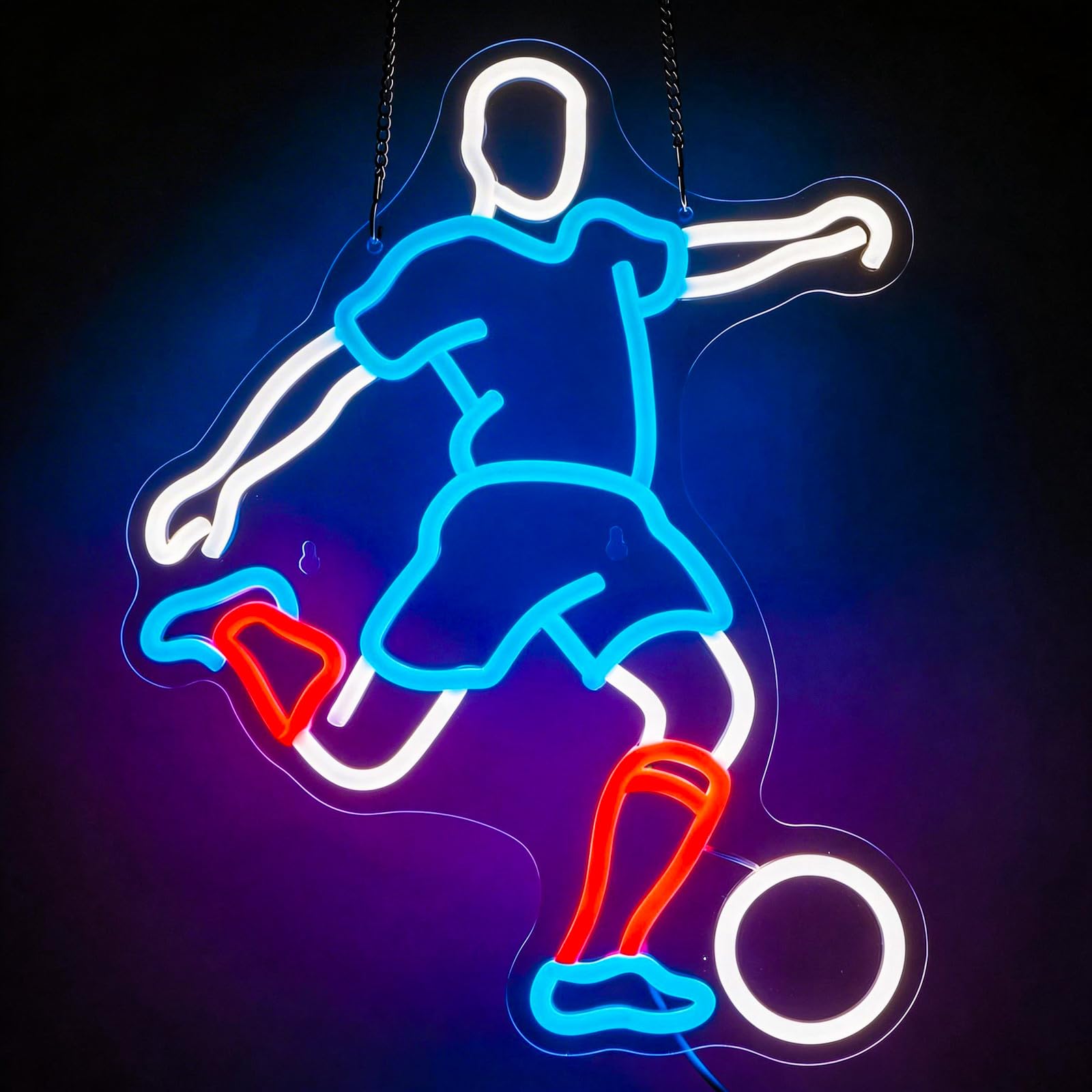 Blue Football Player Neon Light Sign for Wall Decor – Dimmable LED Sign for Bedroom, Bar, Man Cave & Game Room Decor – Gifts for Football Lover, Boys, Boyfriend, Husband – 16.5×12 Inch