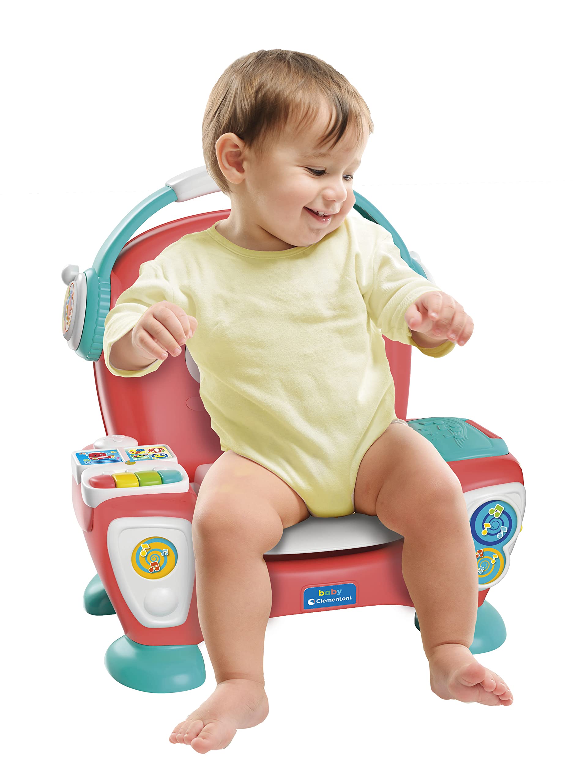Baby Clementoni - Poltroncina Canta Suona e Balla, Poltrona Interattiva Parlante Bambini 12-36 Mesi, Gioco Educativo con Luci e Canzoni, Stimola Sviluppo Cognitivo e Motorio, Lingua Italiana, 17754