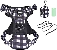 Vista 28 de Petmolico Juego de arnés para perro sin tirones, 2 correas de sujeción con asa de fácil control, chaleco reflectante para raza, arnés para perros